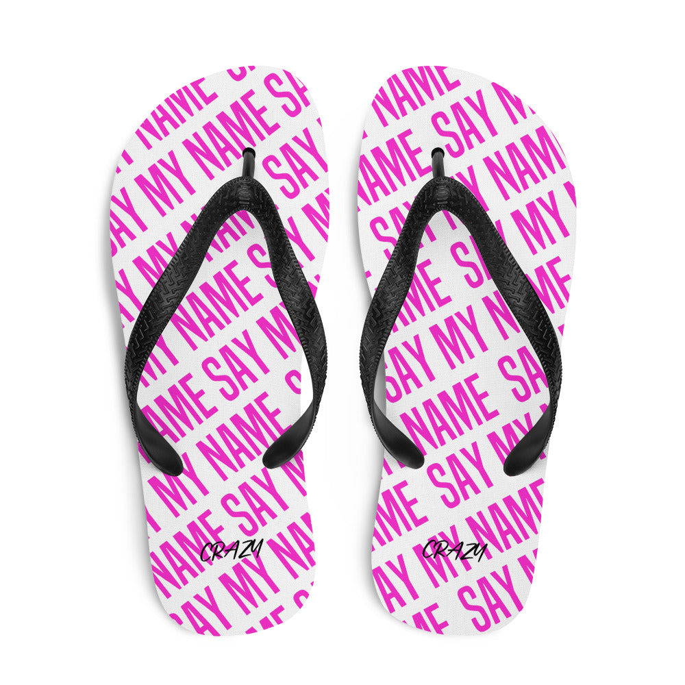 Tongs Unisexe "SAY MY NAME" Rose Fluo