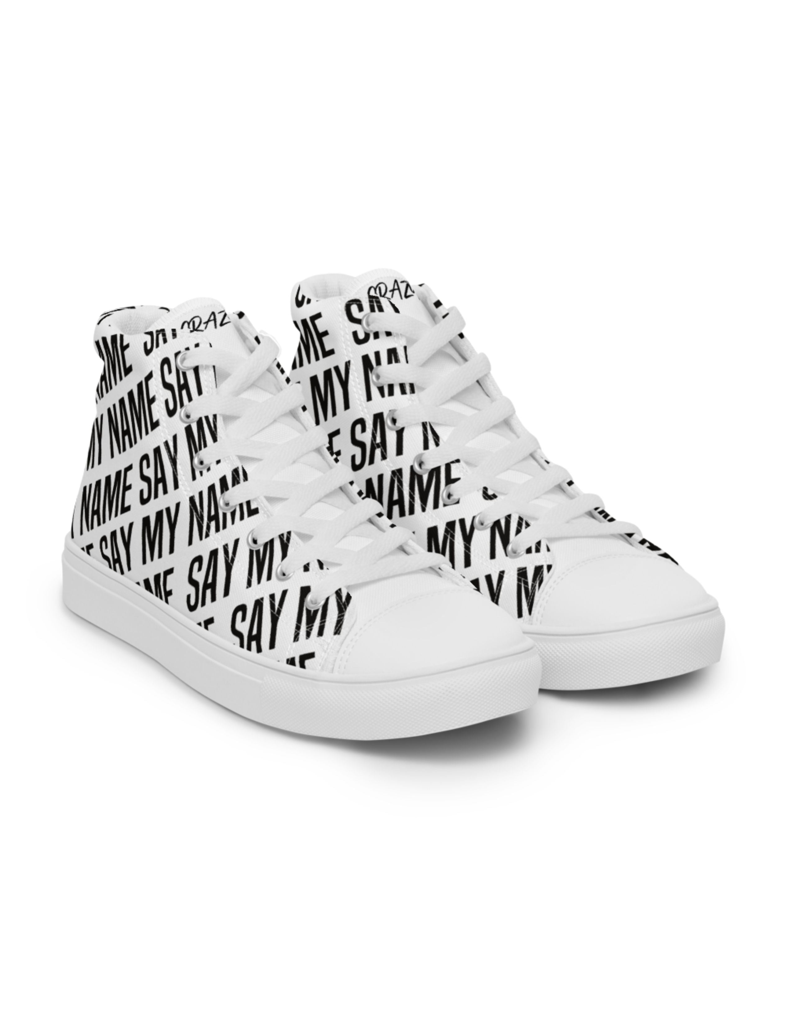 "SAY MY NAME" men's high canvas sneakers Multi black