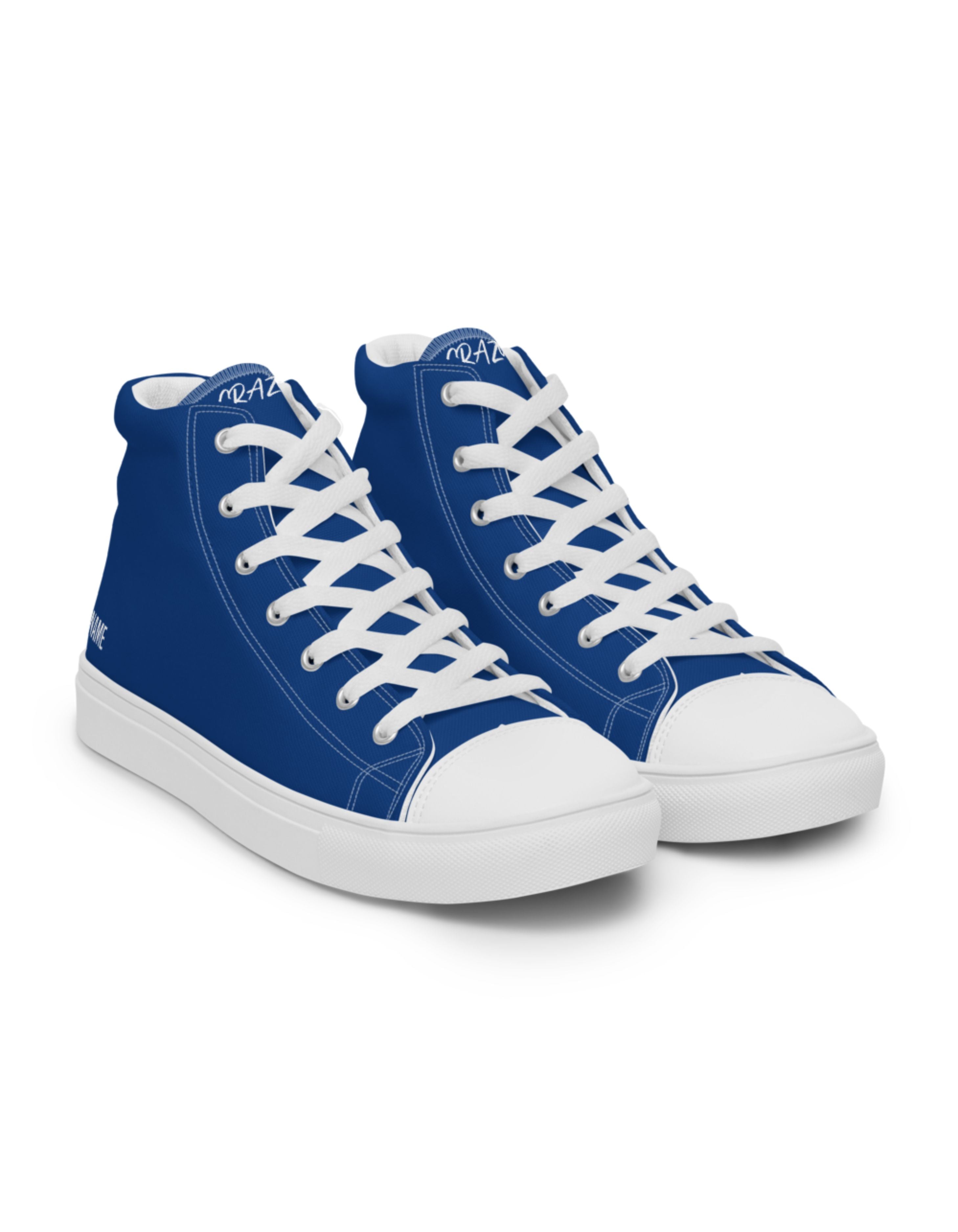 "SAY MY NAME" men's high blue canvas sneakers