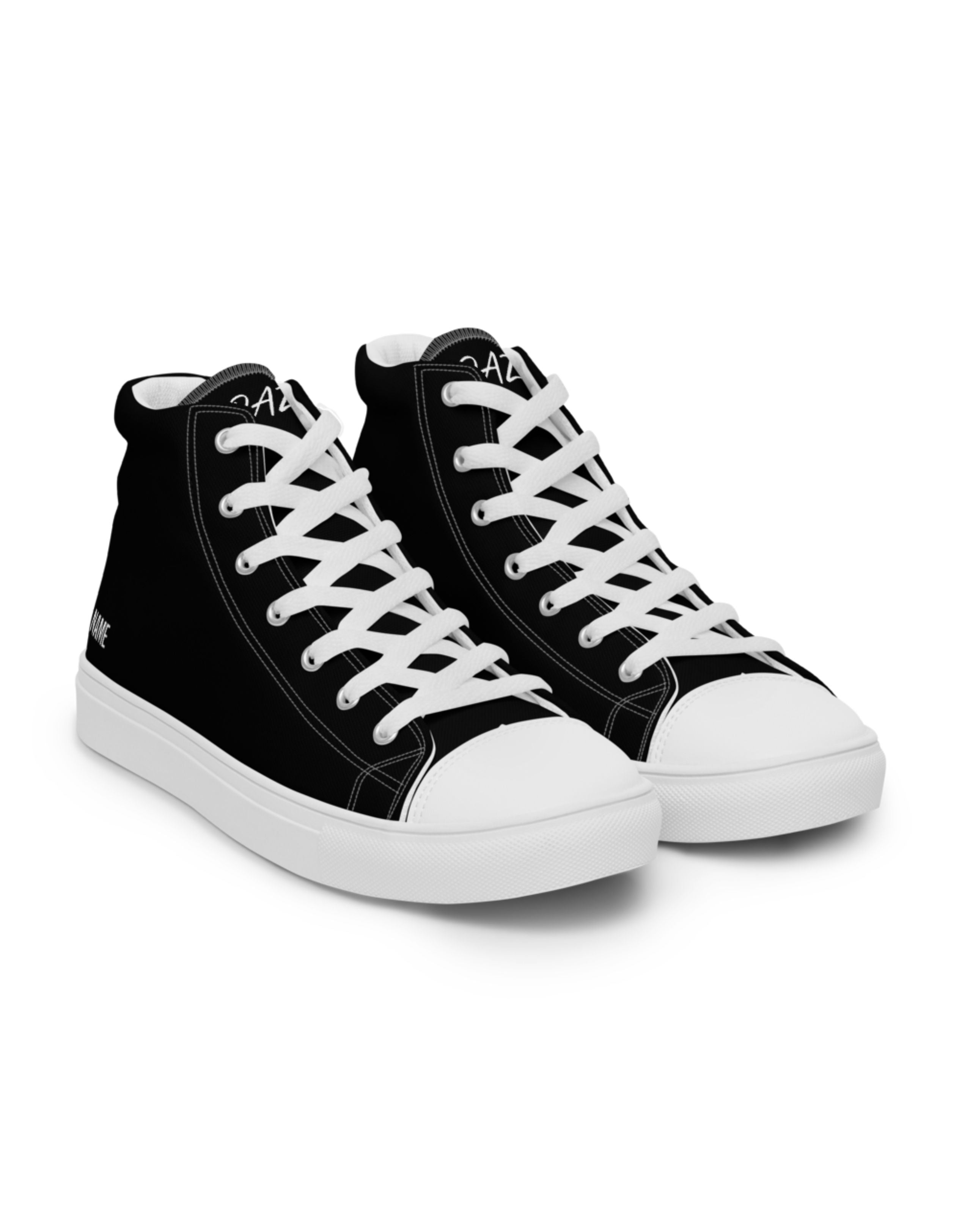 "SAY MY NAME" men's high-top black canvas sneakers