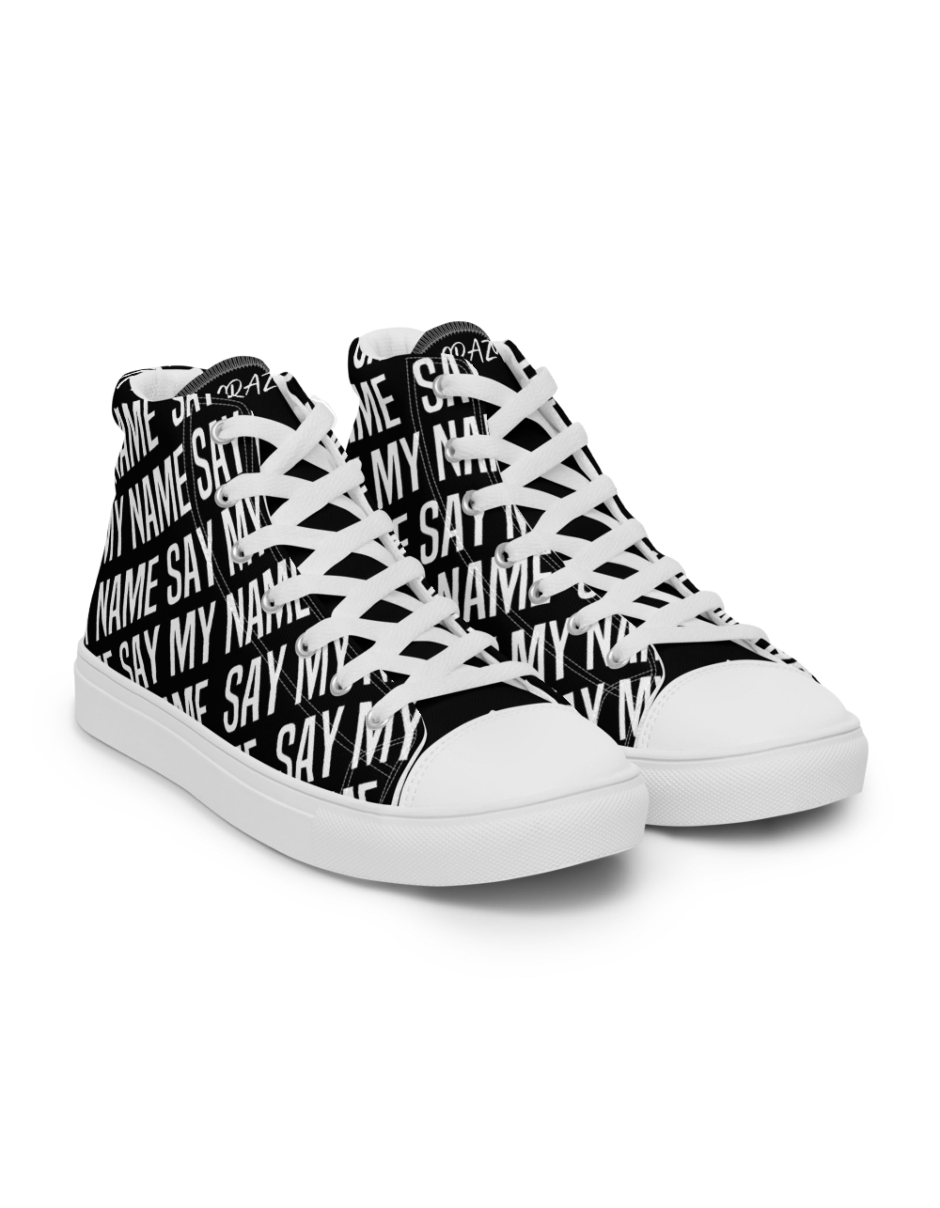 "SAY MY NAME" women's high black canvas sneakers multi