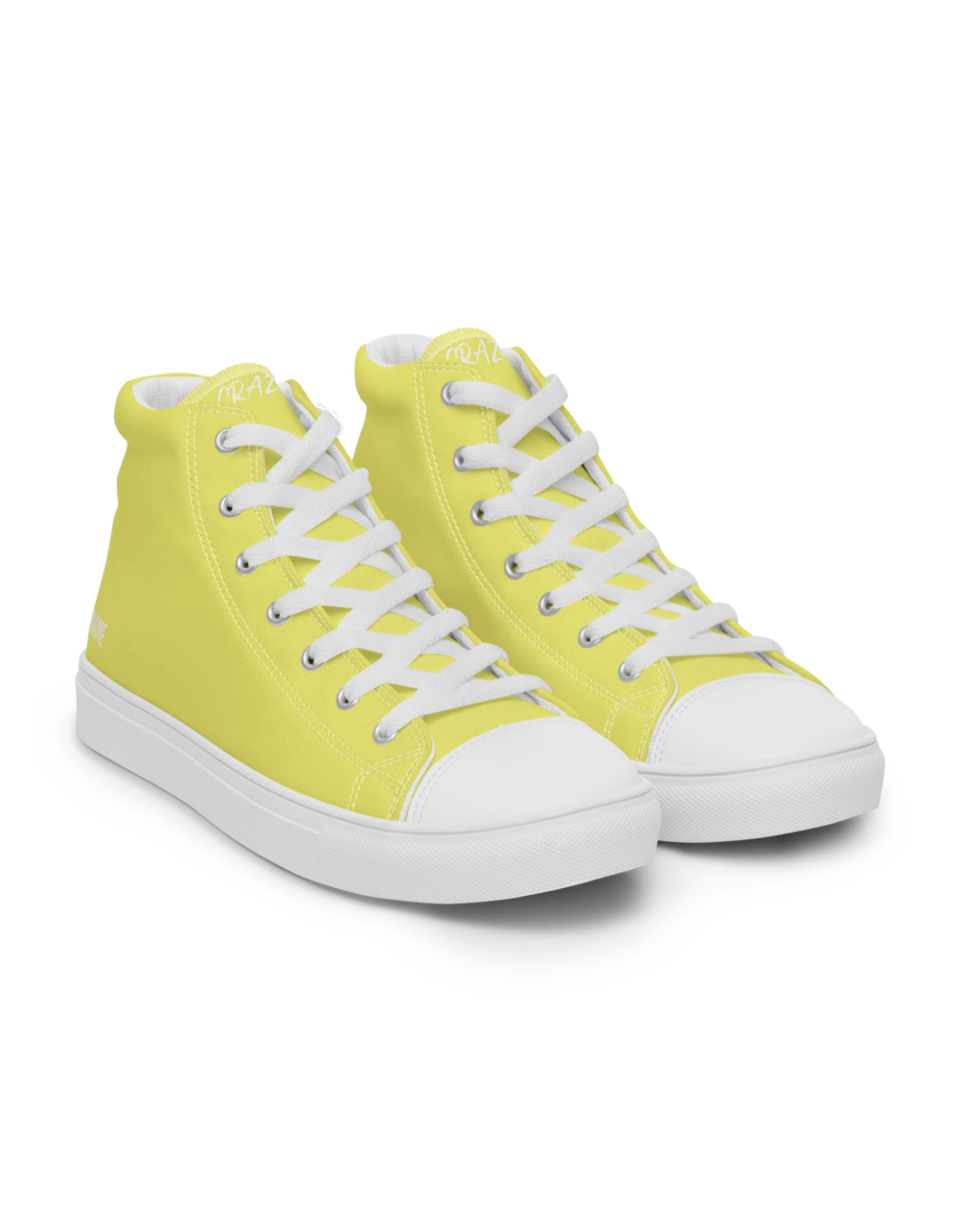 Women's yellow high-top canvas sneakers "SAY MY NAME"