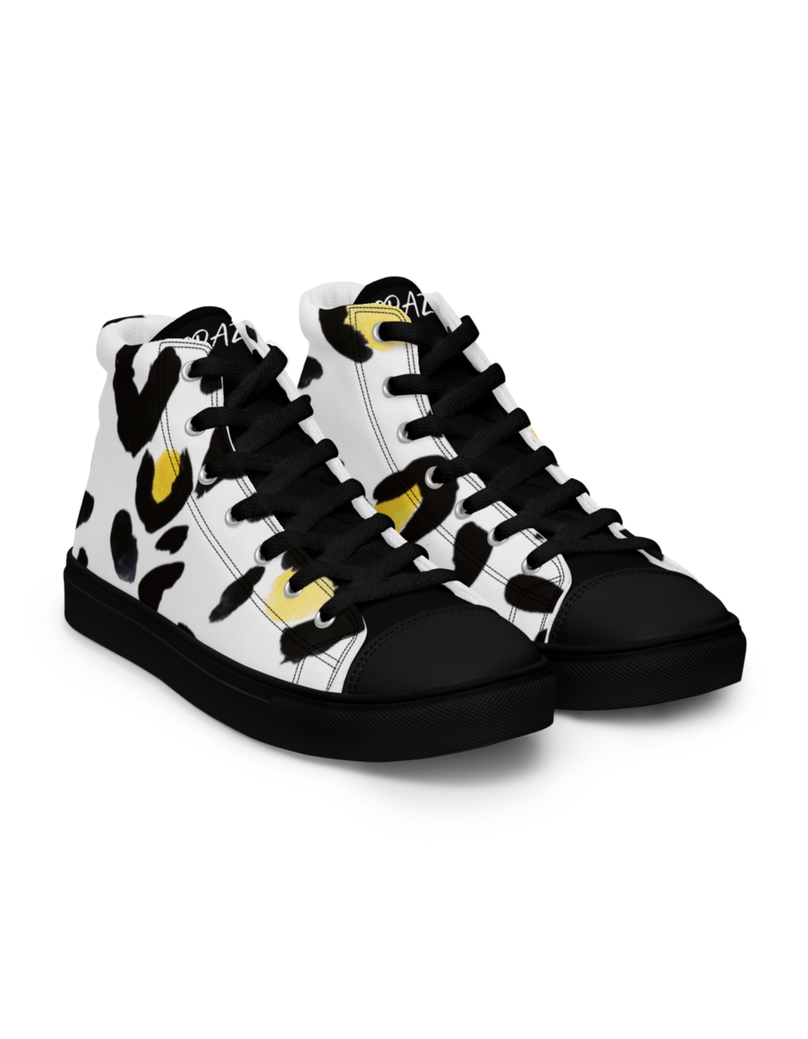 LEOPARD men's white high-top canvas sneakers
