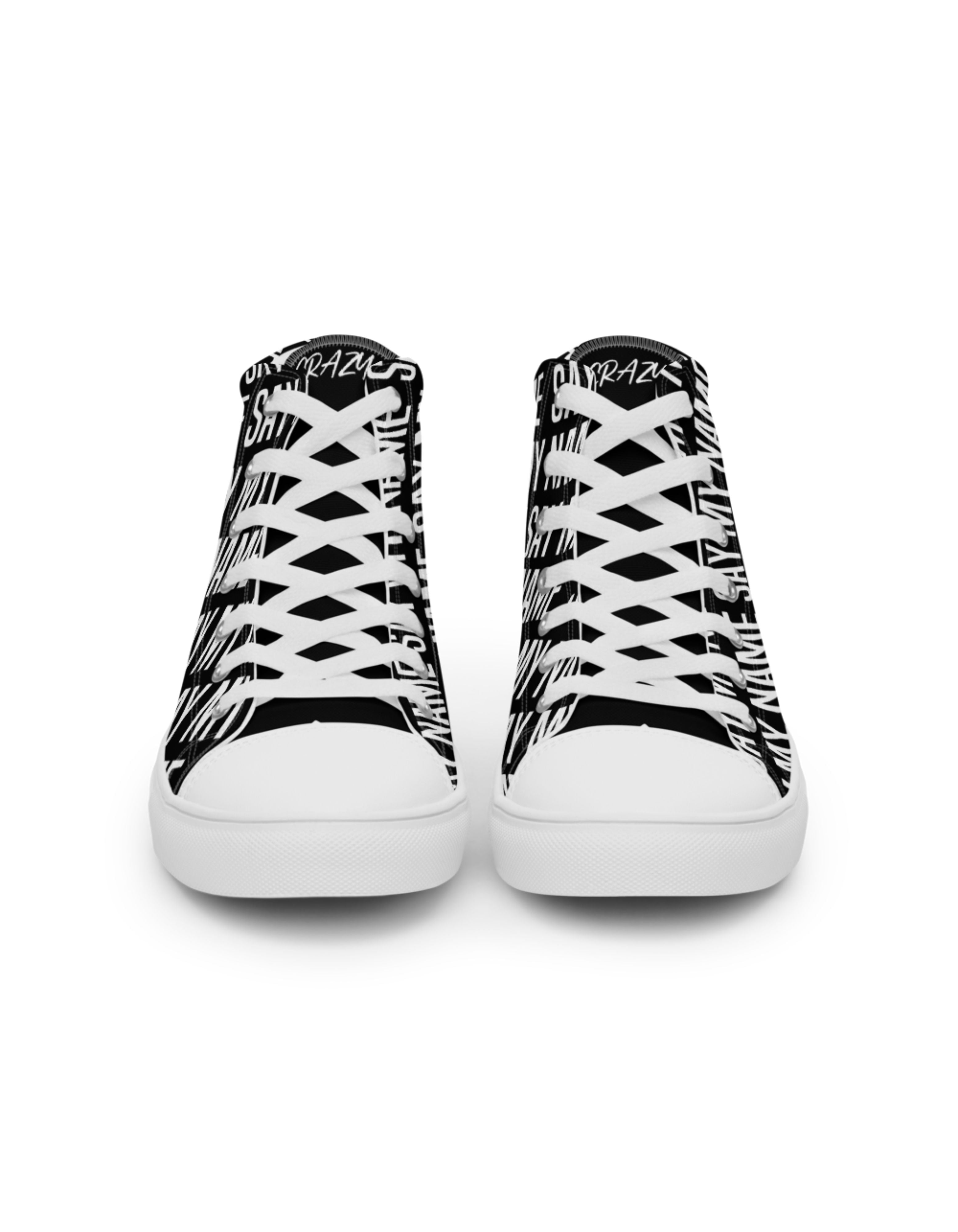 "SAY MY NAME" women's high black canvas sneakers multi