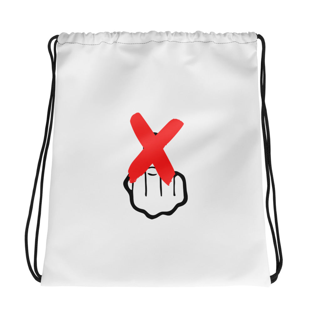 WTF White Drawstring Bag