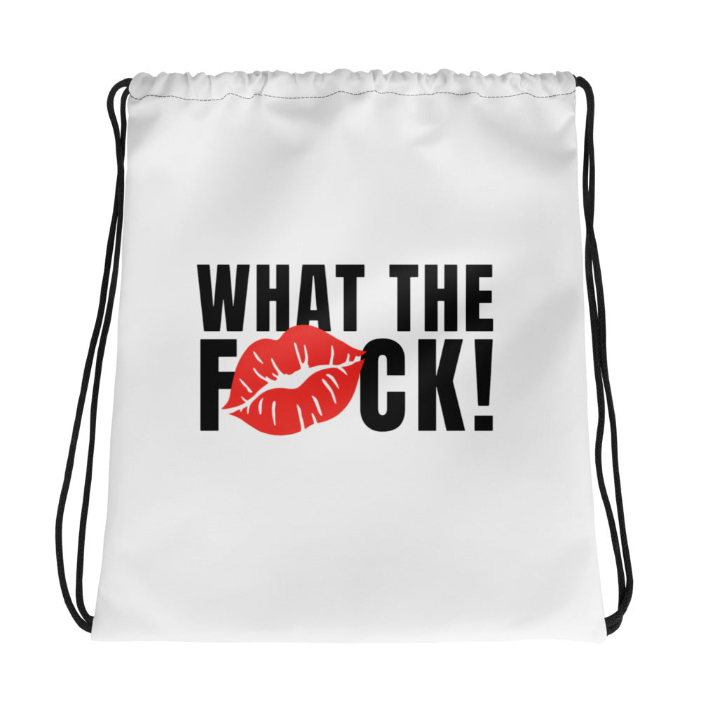 WTF White Drawstring Bag