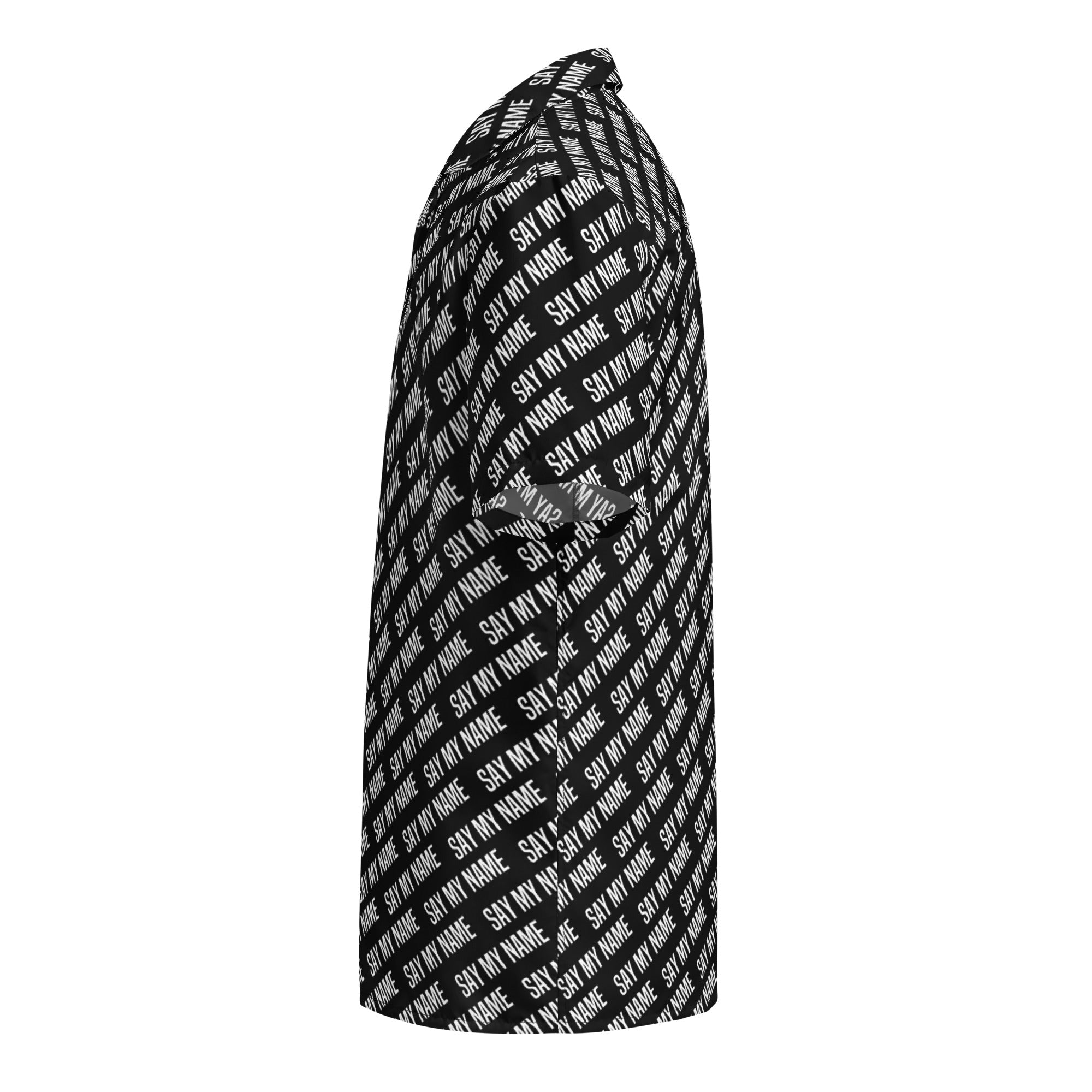 Chemise "SAY MY NAME" noire all-over print — Unisexe Fashion Therapy