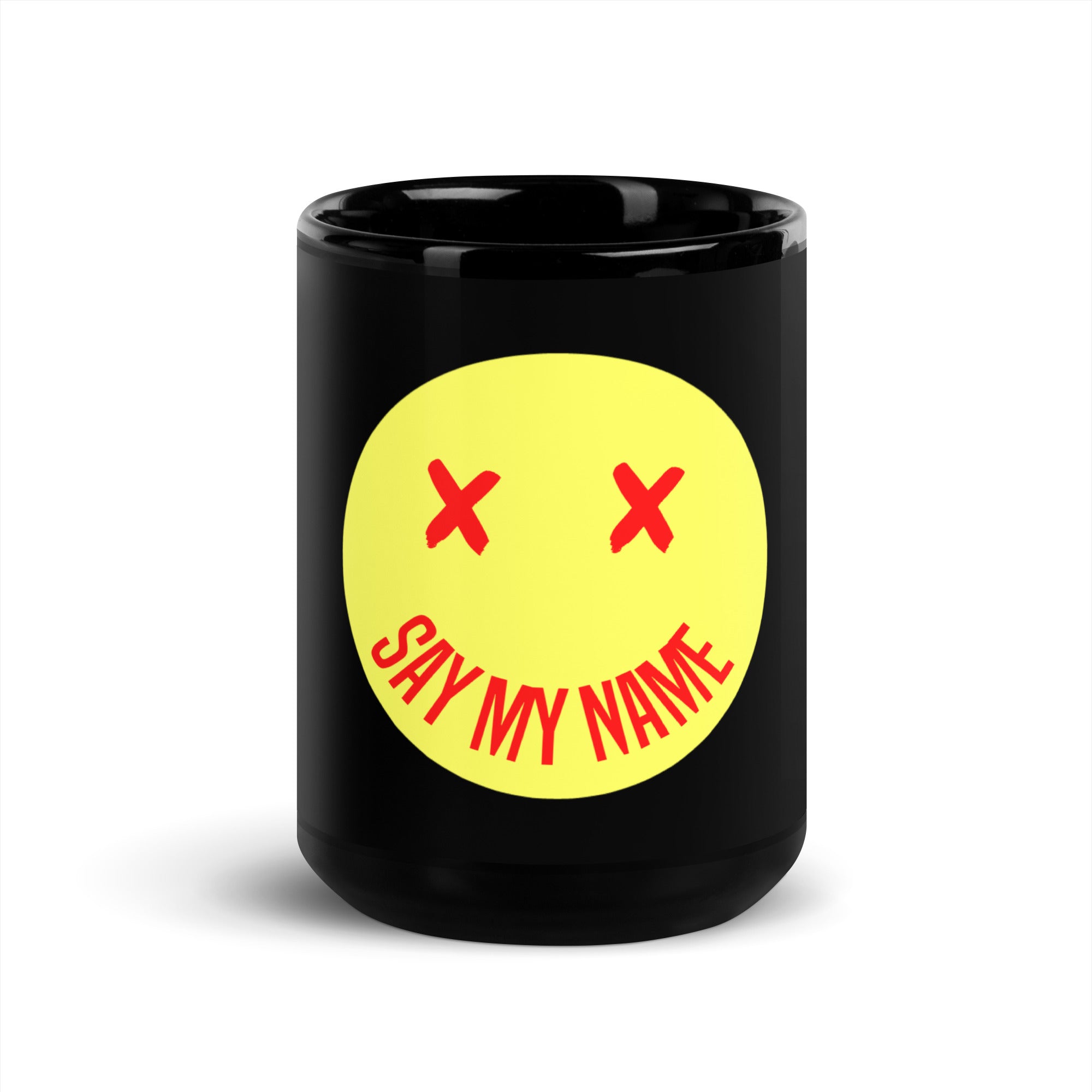 SMILEY black glossy mug "SAY MY NAME"