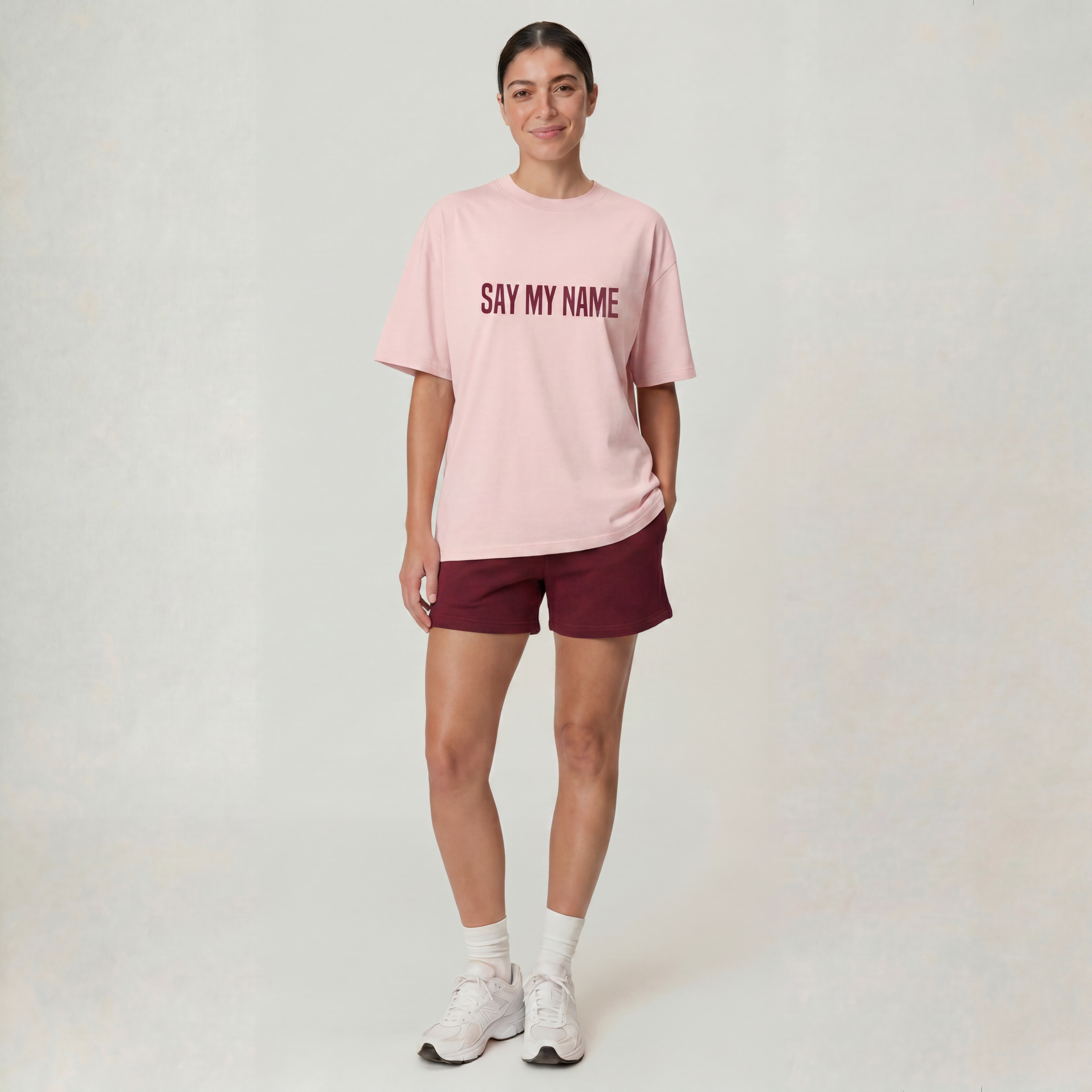 T-shirt "SAY MY NAME" Rose pâle — Unisexe | Summer Edition