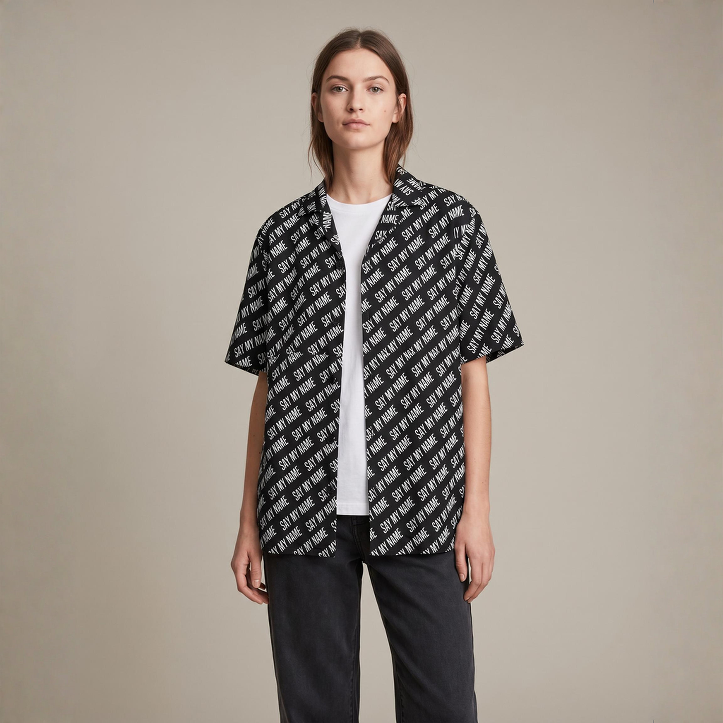 Chemise à boutons "SAY MY NAME" Noire — Unisexe | Summer Edition