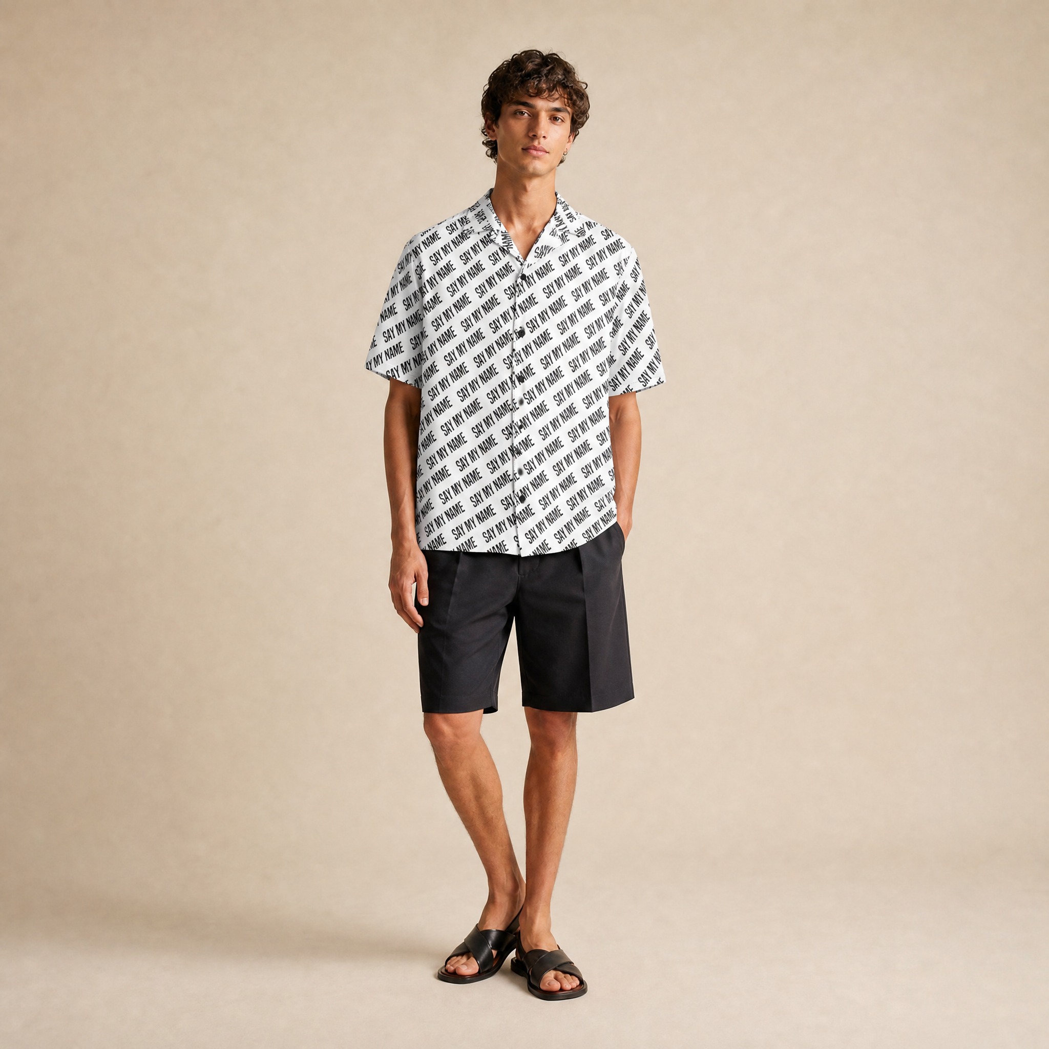 Chemise à boutons "SAY MY NAME" Blanche — Unisexe | Summer Edition