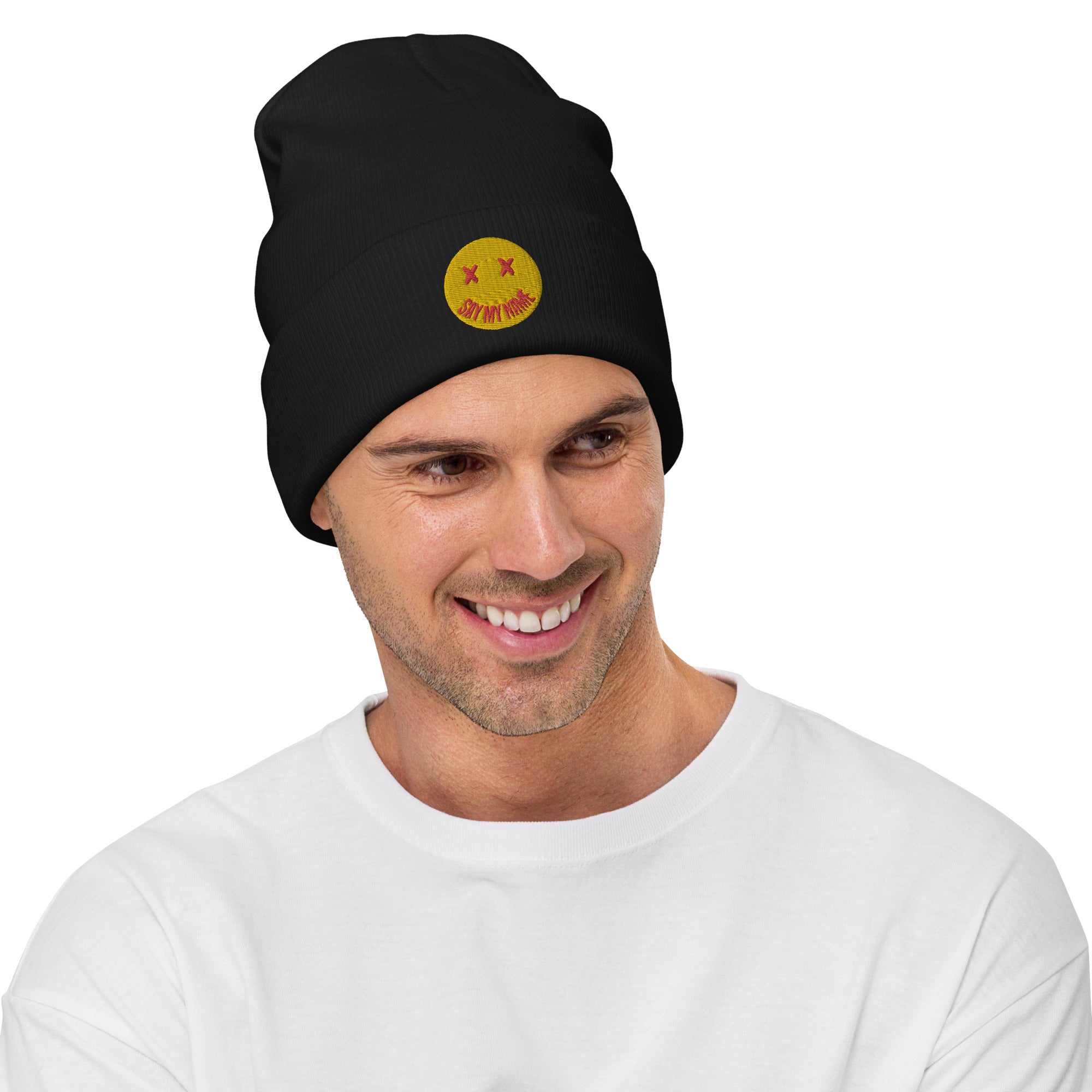 Smiley “SAY MY NAME” embroidered beanie