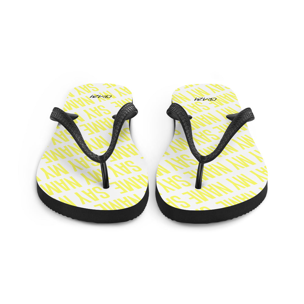 Tongs Unisexe "SAY MY NAME" Jaune Fluo