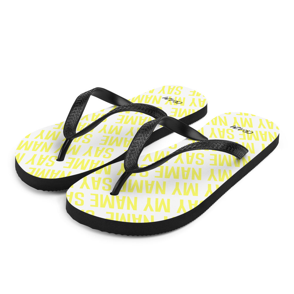 Unisex Flip Flops "SAY MY NAME" Neon Pink