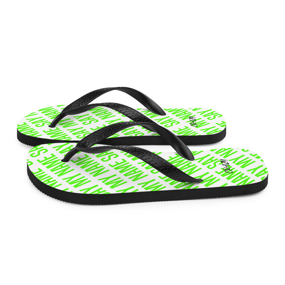 Tongs Unisexe "SAY MY NAME" Vert Fluo