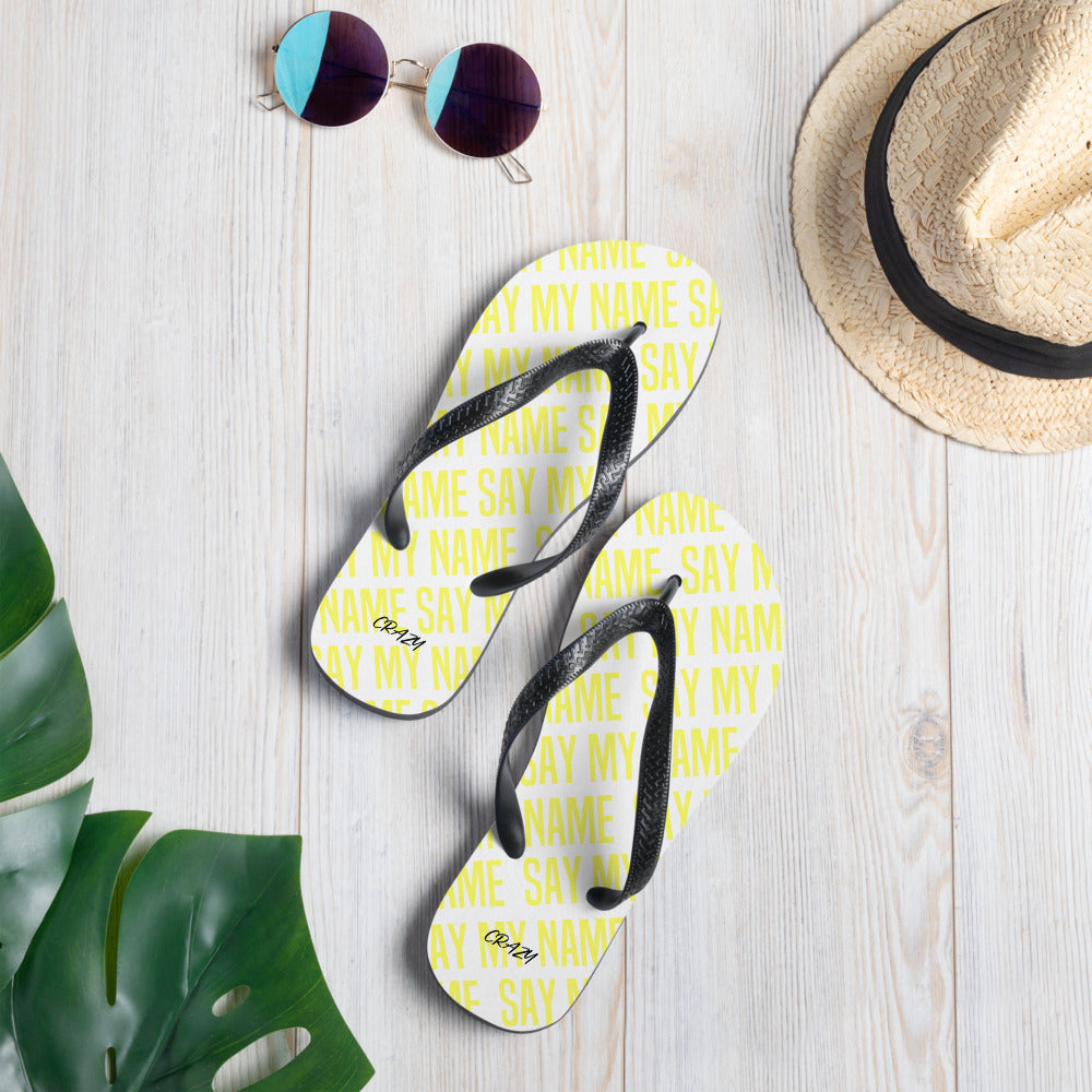Tongs Unisexe "SAY MY NAME" Jaune Fluo