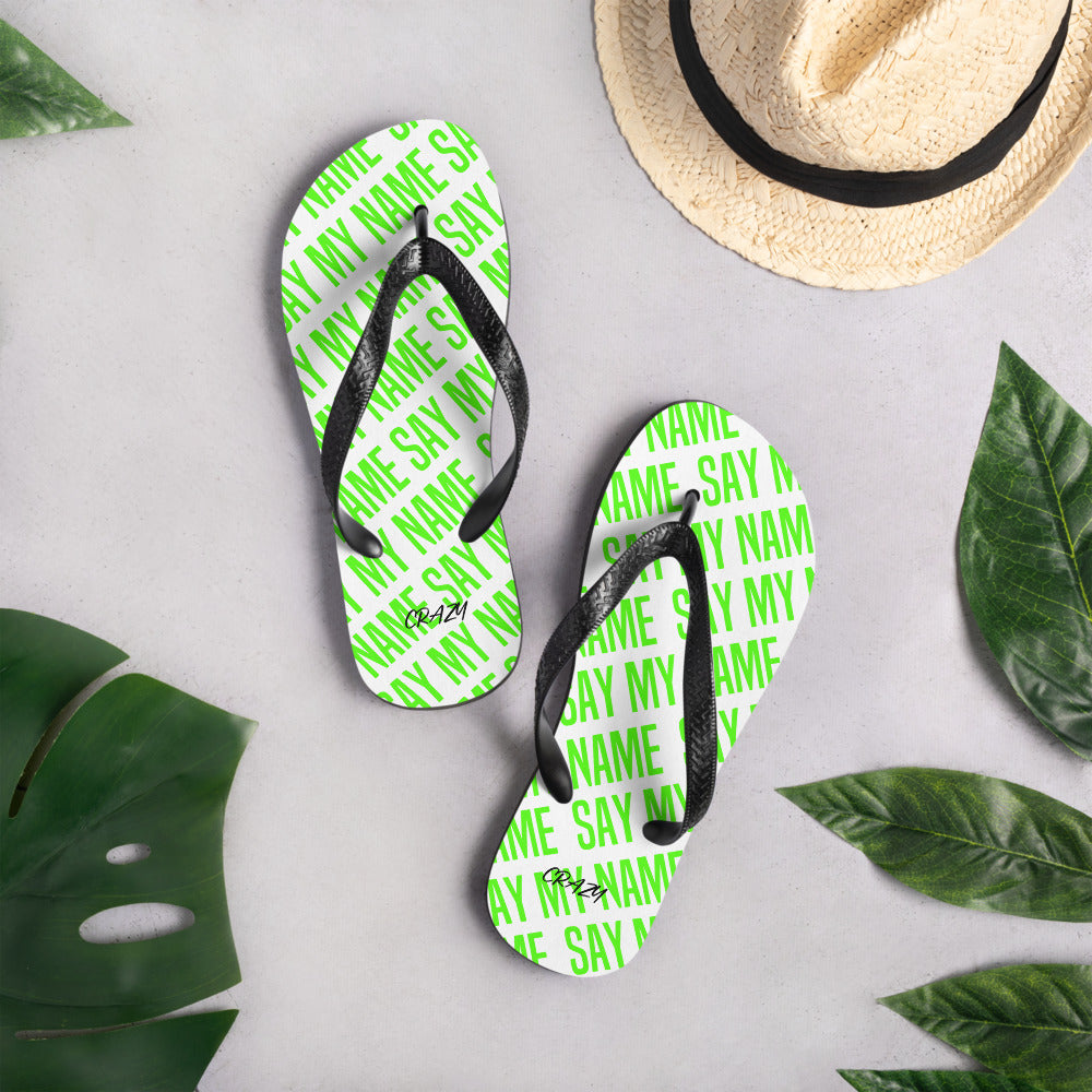 Tongs Unisexe "SAY MY NAME" Vert Fluo