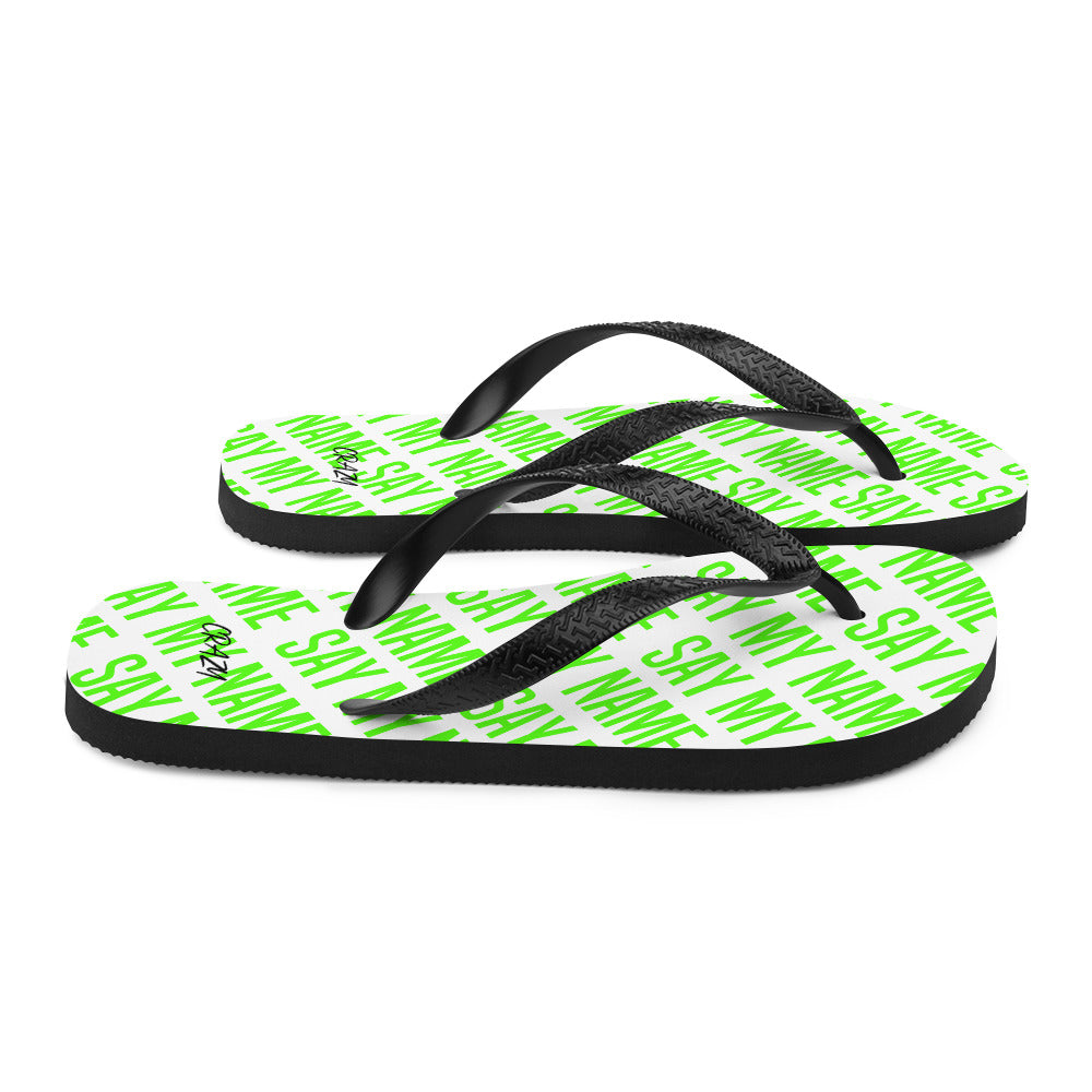 Tongs Unisexe "SAY MY NAME" Vert Fluo