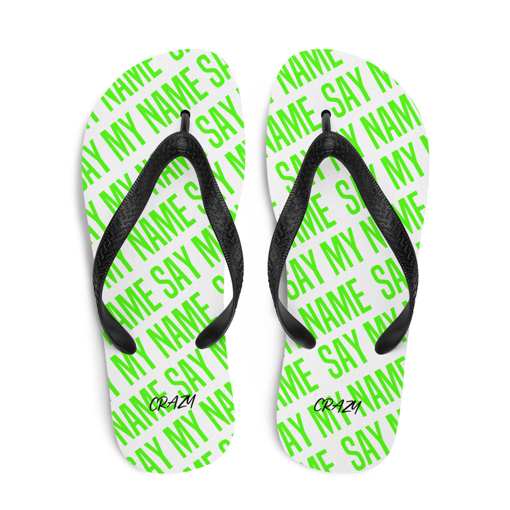 Unisex Flip Flops "SAY MY NAME" Neon Green