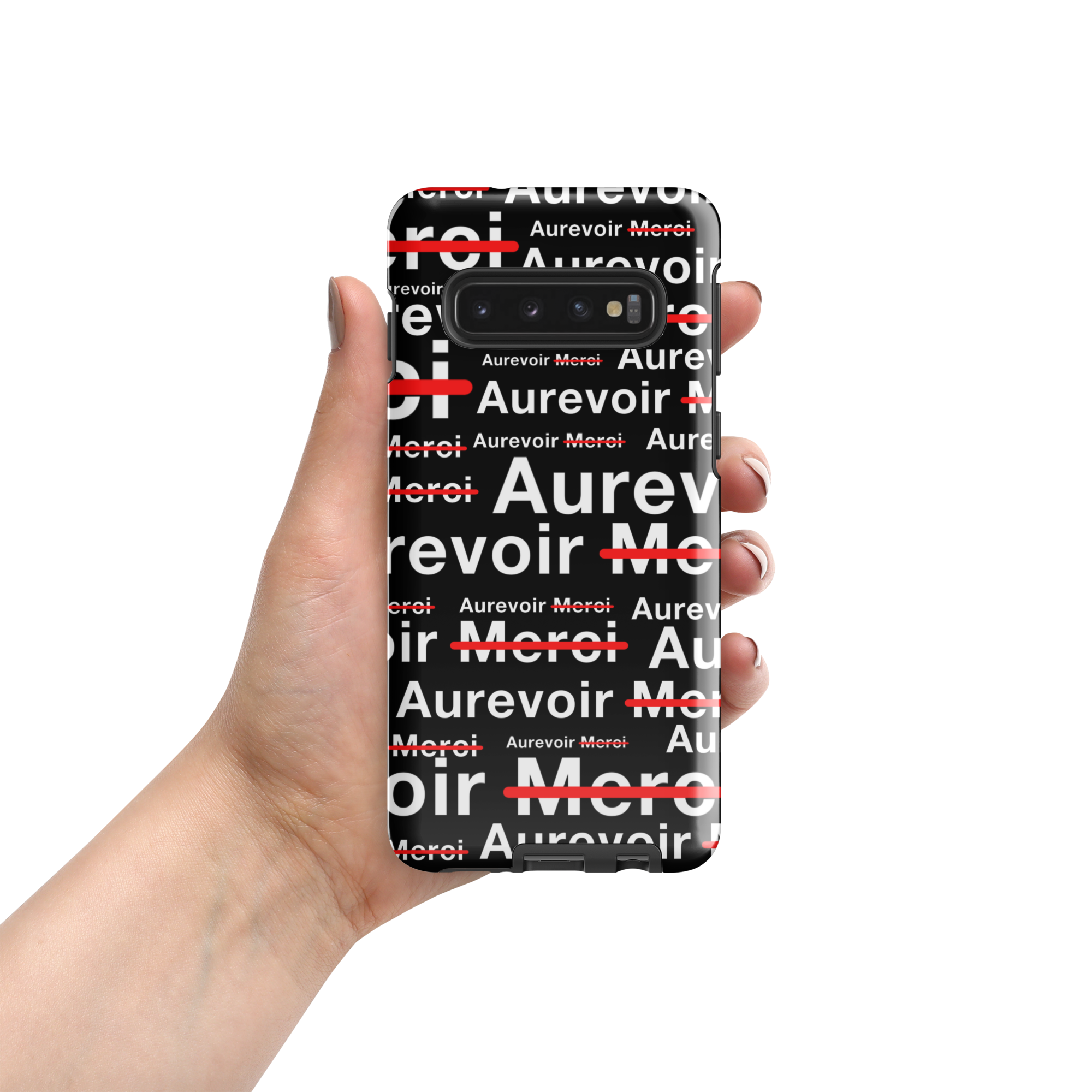 Coque noire "AUREVOIR MERCI" pour Samsung®