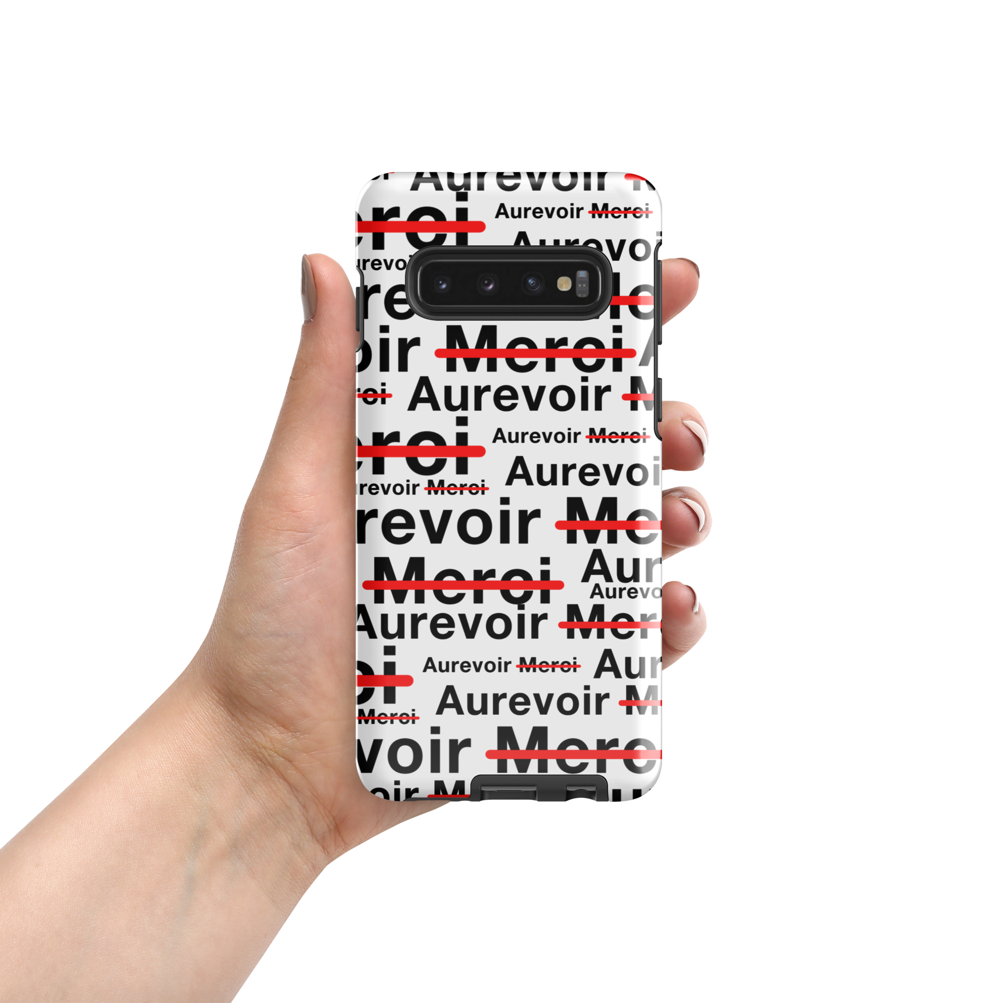 Coque blanche "AUREVOIR MERCI" pour Samsung®