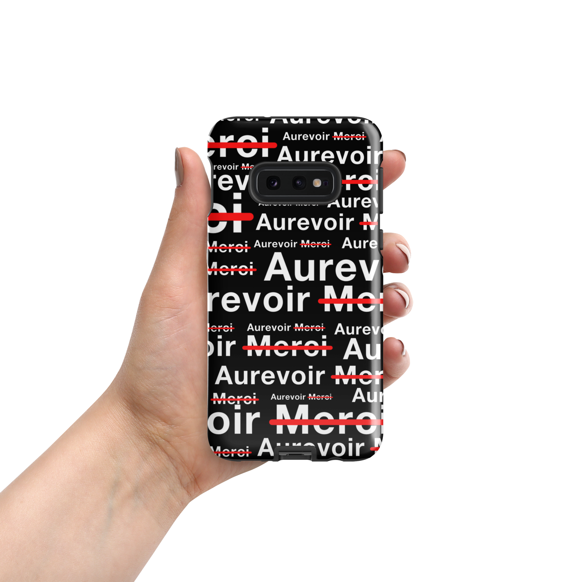 Zwart hoesje "AUREVOIR MERCI" voor Samsung®