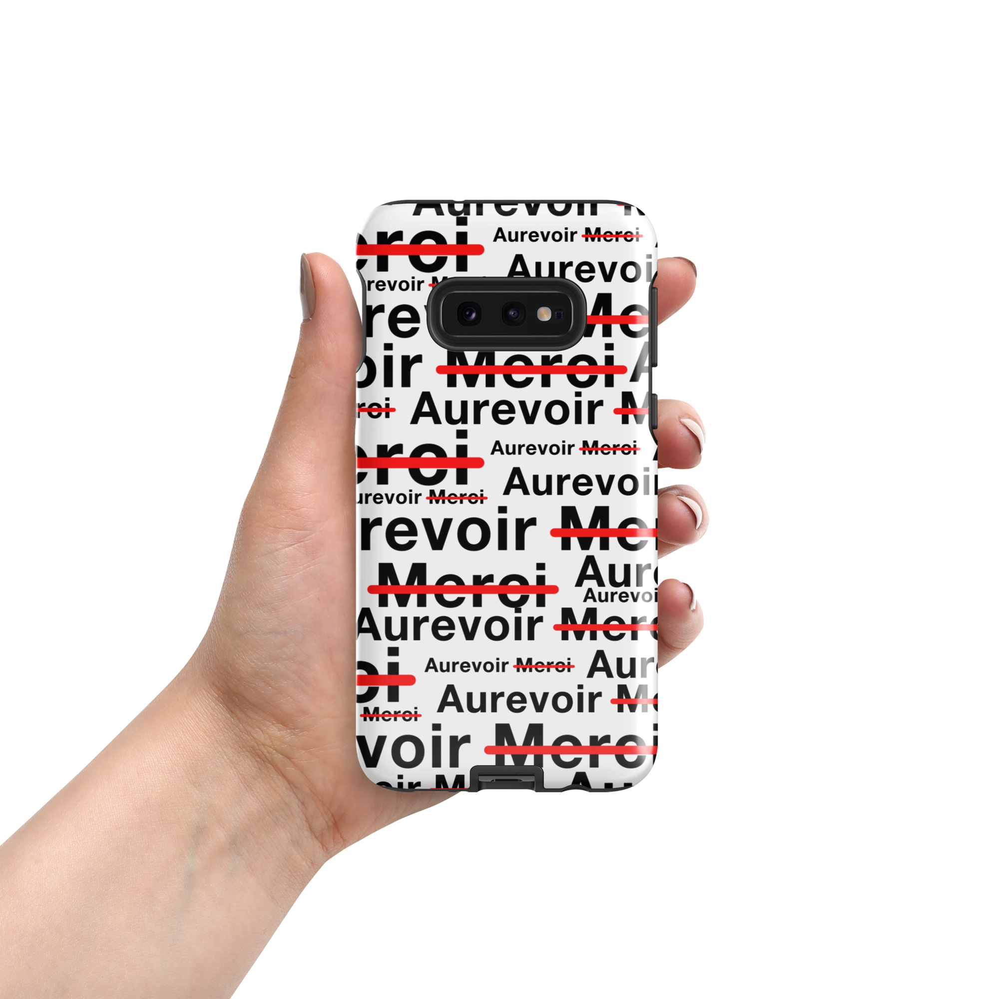 Wit "AUREVOIR MERCI"-hoesje voor Samsung®