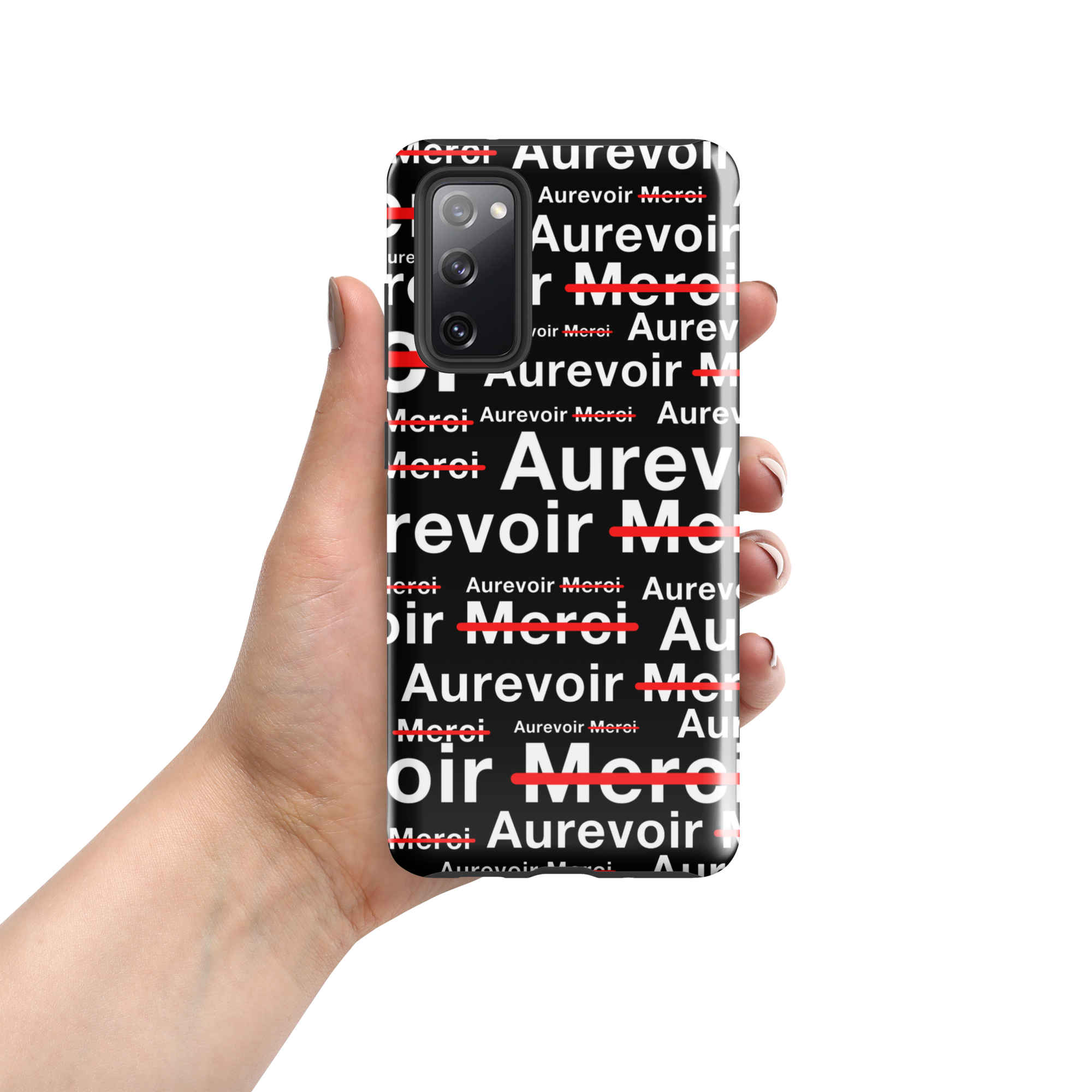 Zwart hoesje "AUREVOIR MERCI" voor Samsung®