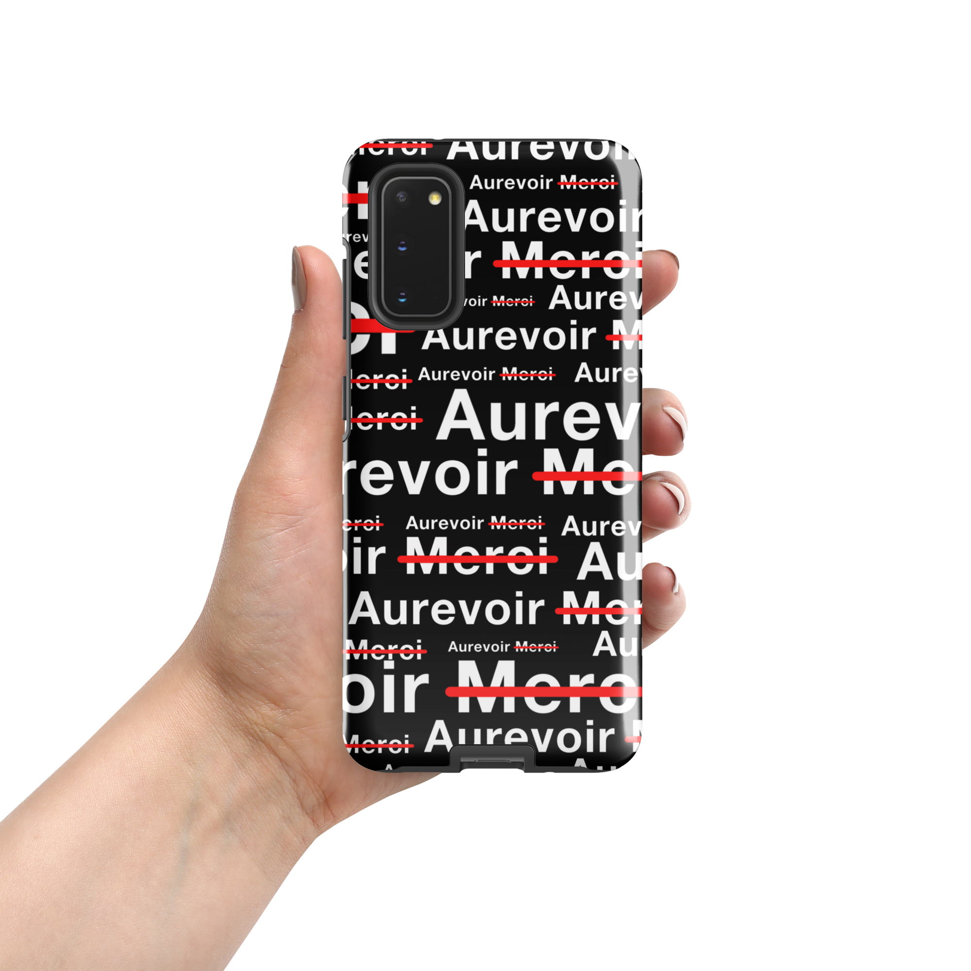 Zwart hoesje "AUREVOIR MERCI" voor Samsung®
