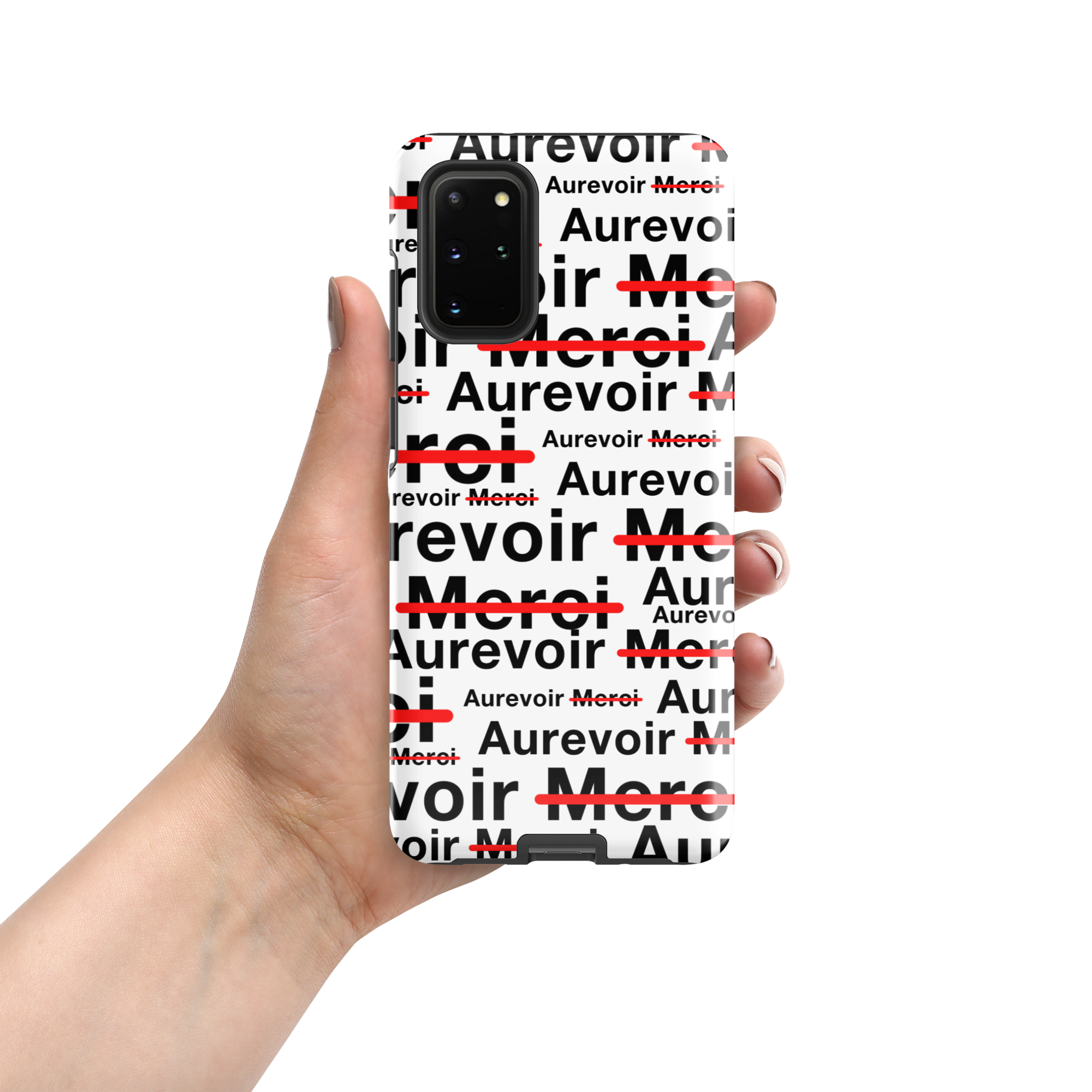 Wit "AUREVOIR MERCI"-hoesje voor Samsung®