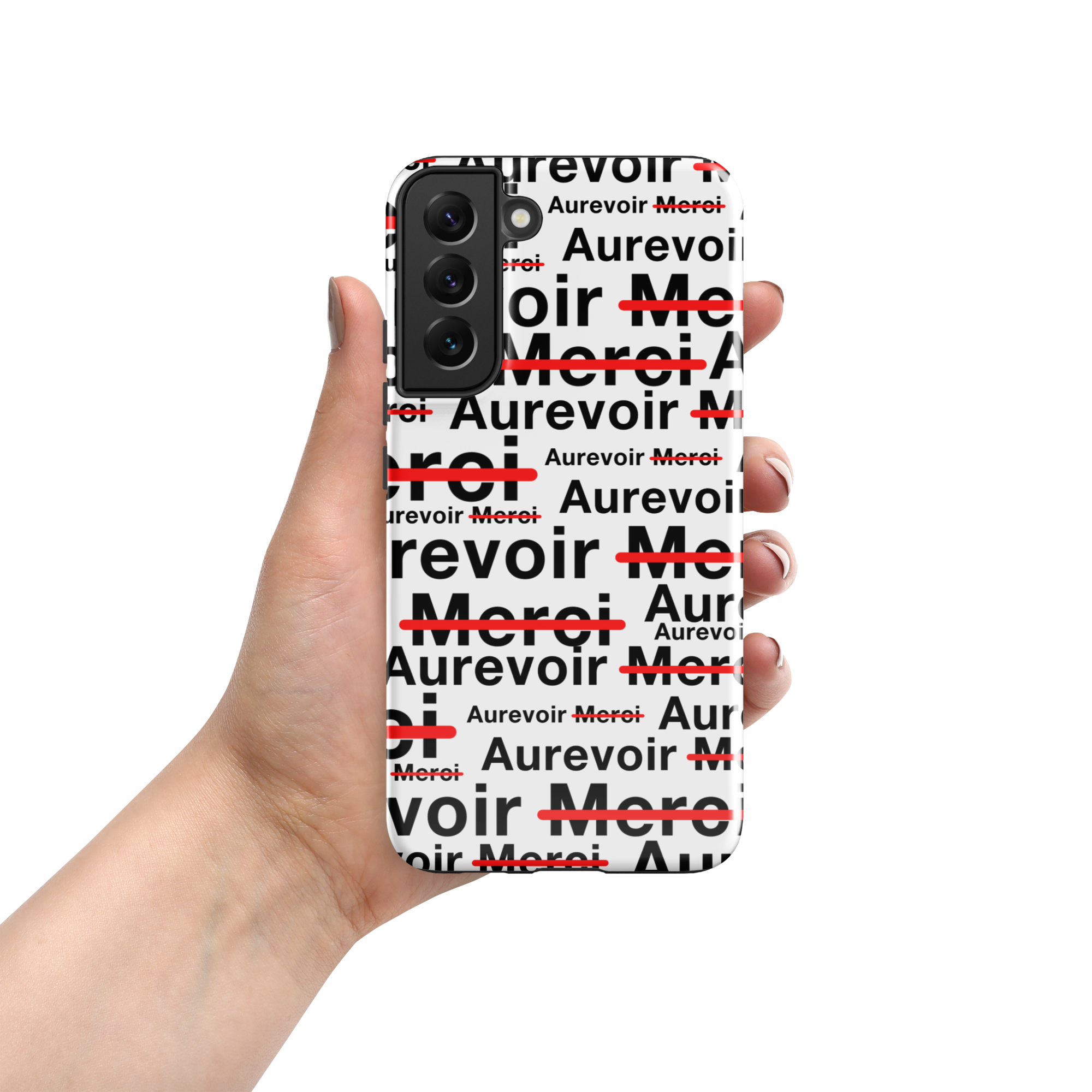 Wit "AUREVOIR MERCI"-hoesje voor Samsung®