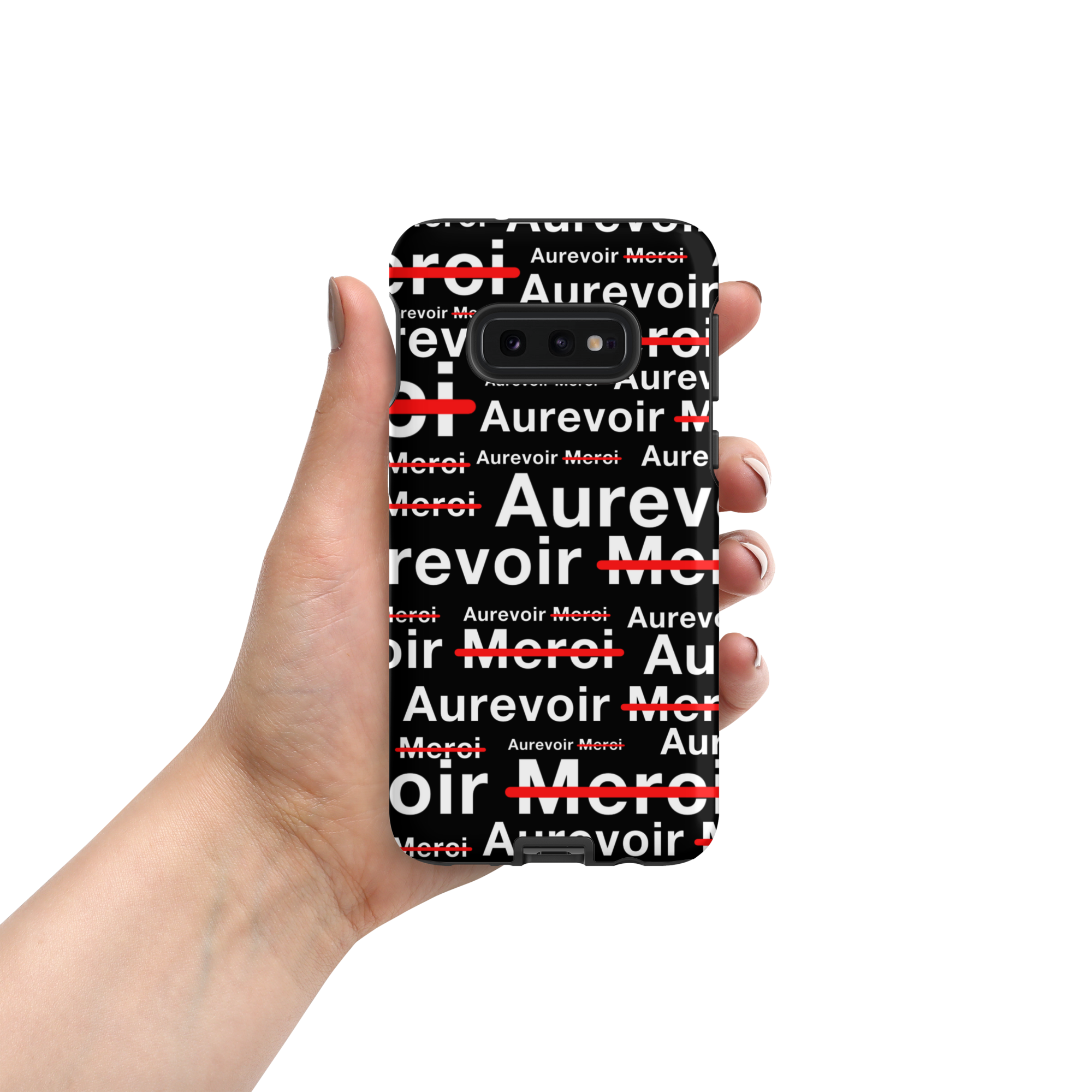 Zwart hoesje "AUREVOIR MERCI" voor Samsung®