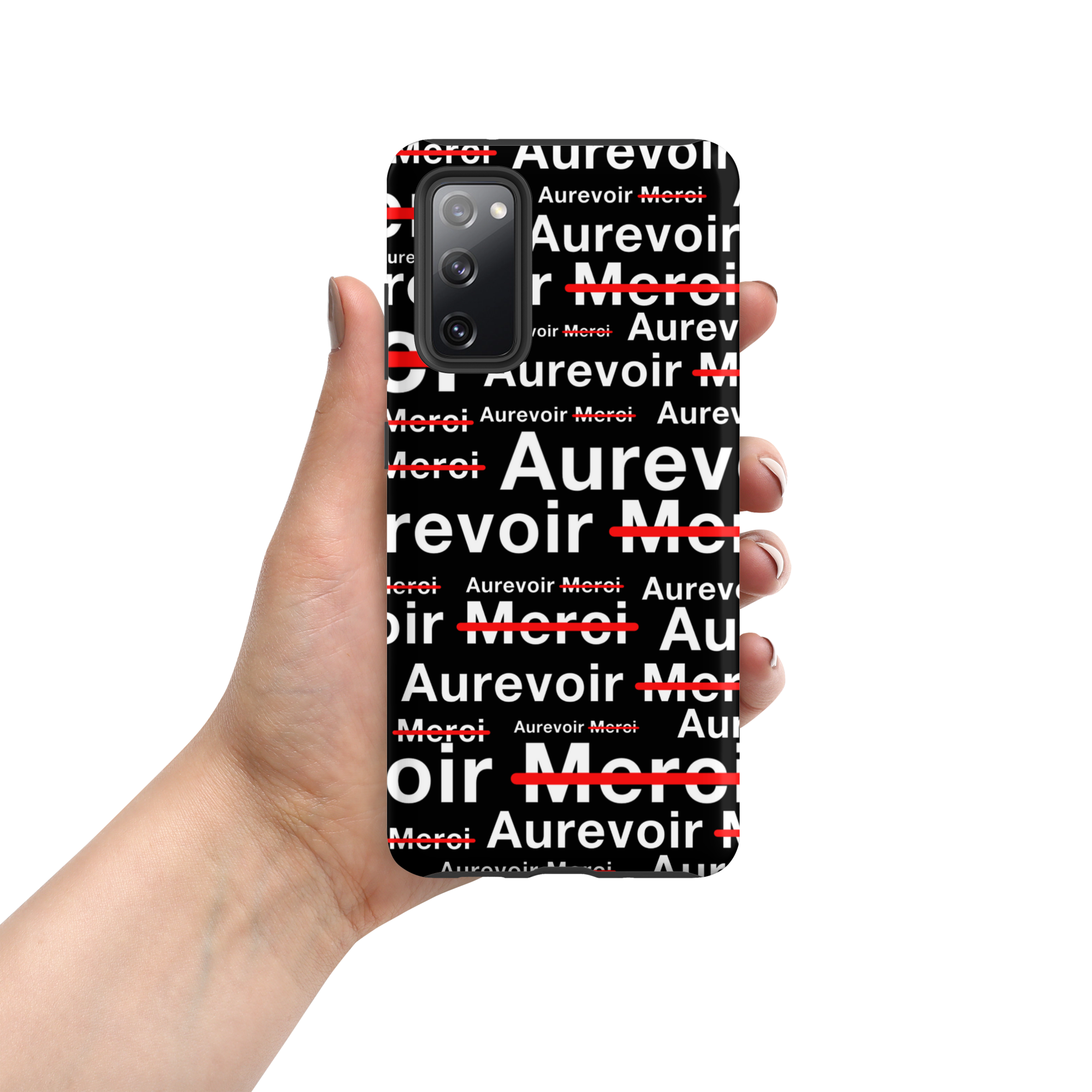 Zwart hoesje "AUREVOIR MERCI" voor Samsung®