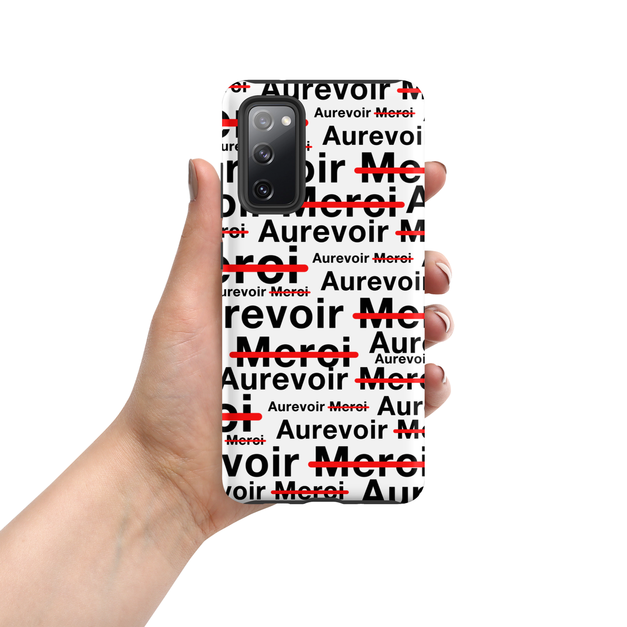 Wit "AUREVOIR MERCI"-hoesje voor Samsung®