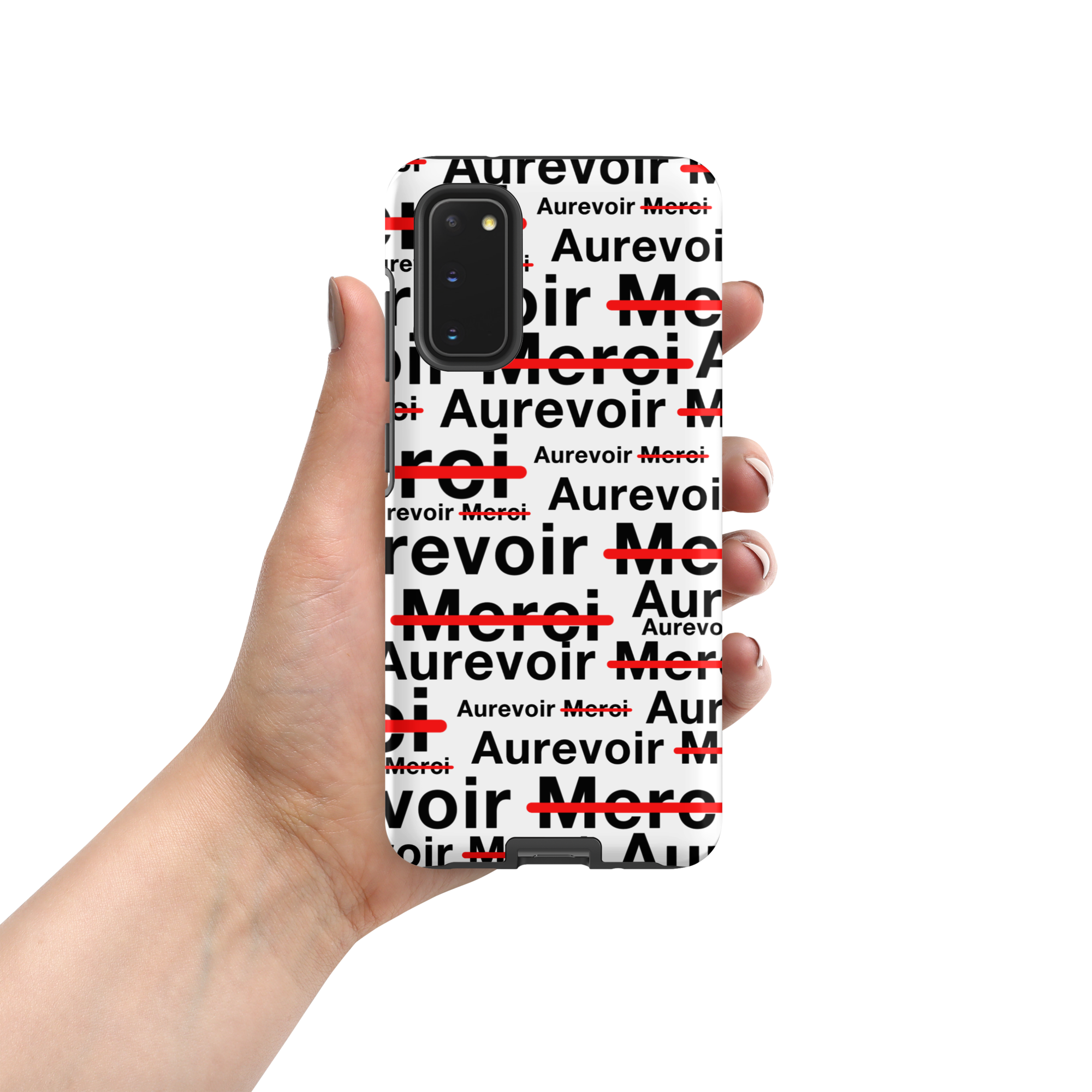 Wit "AUREVOIR MERCI"-hoesje voor Samsung®