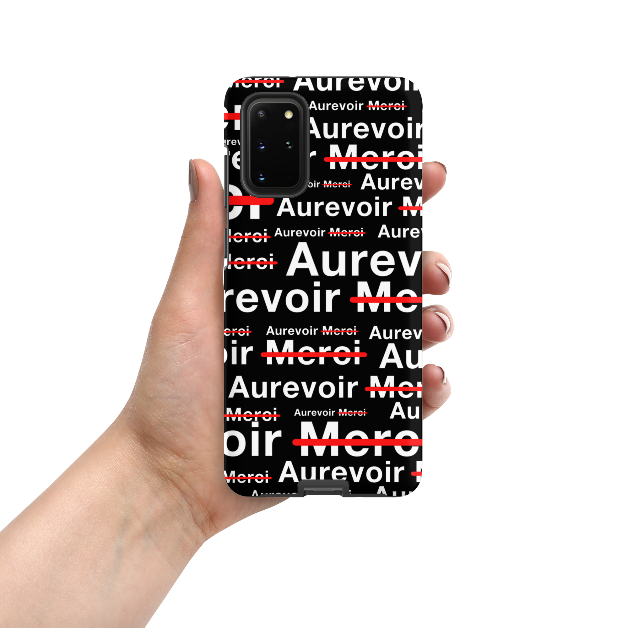 Zwart hoesje "AUREVOIR MERCI" voor Samsung®