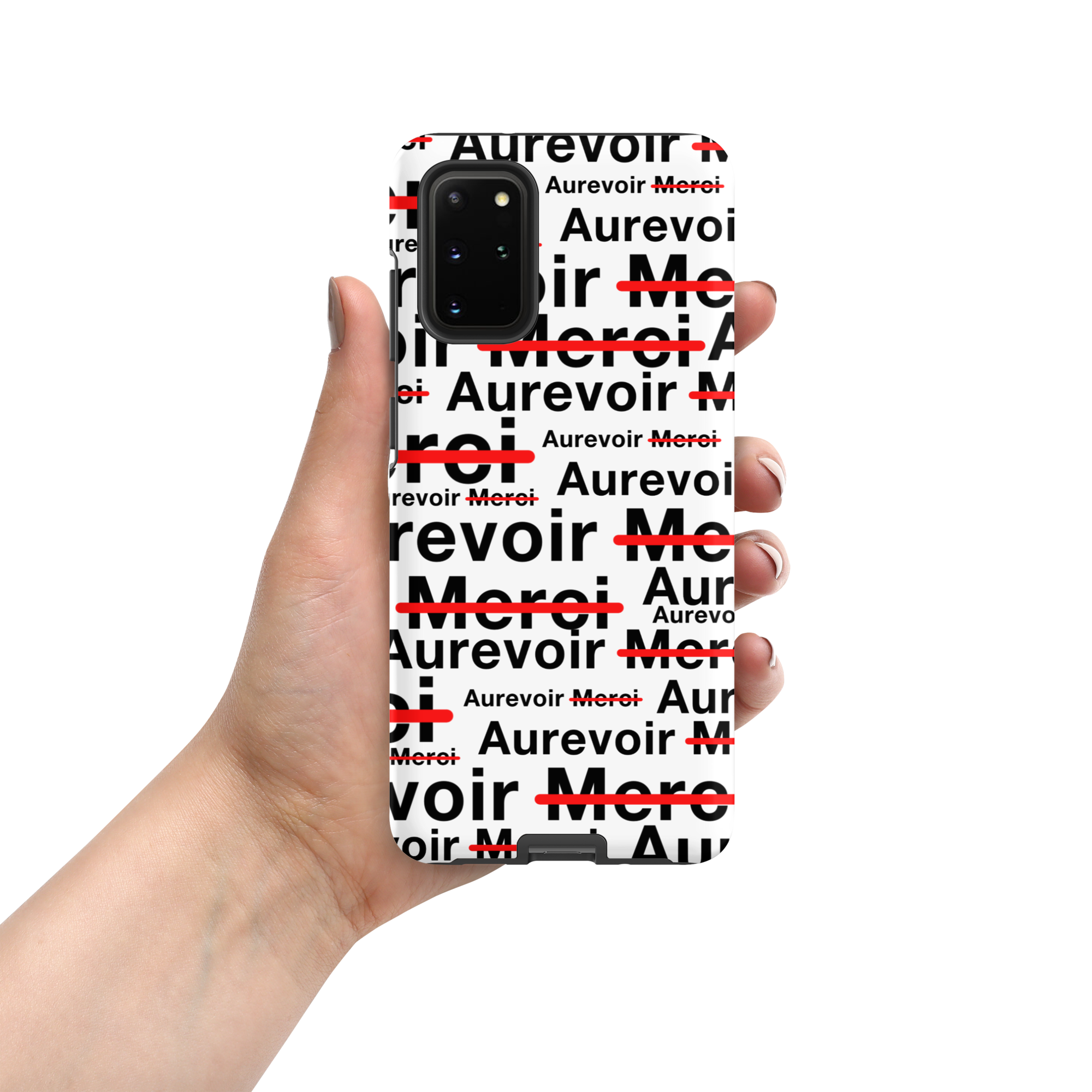 Wit "AUREVOIR MERCI"-hoesje voor Samsung®