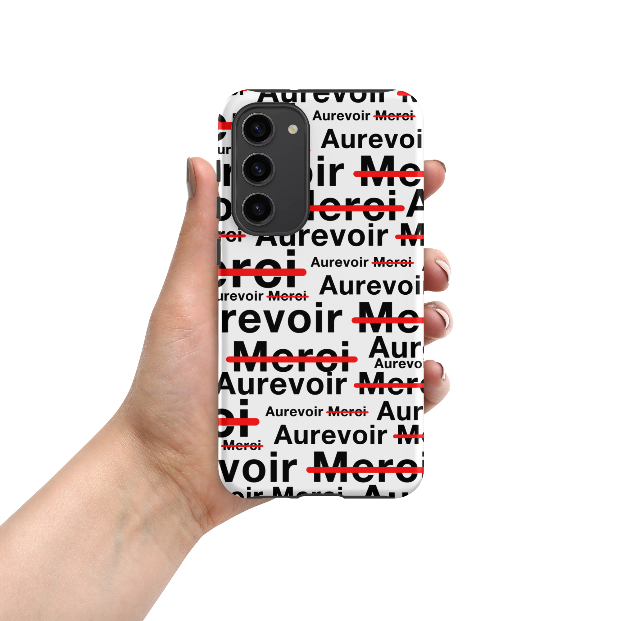 Wit "AUREVOIR MERCI"-hoesje voor Samsung®