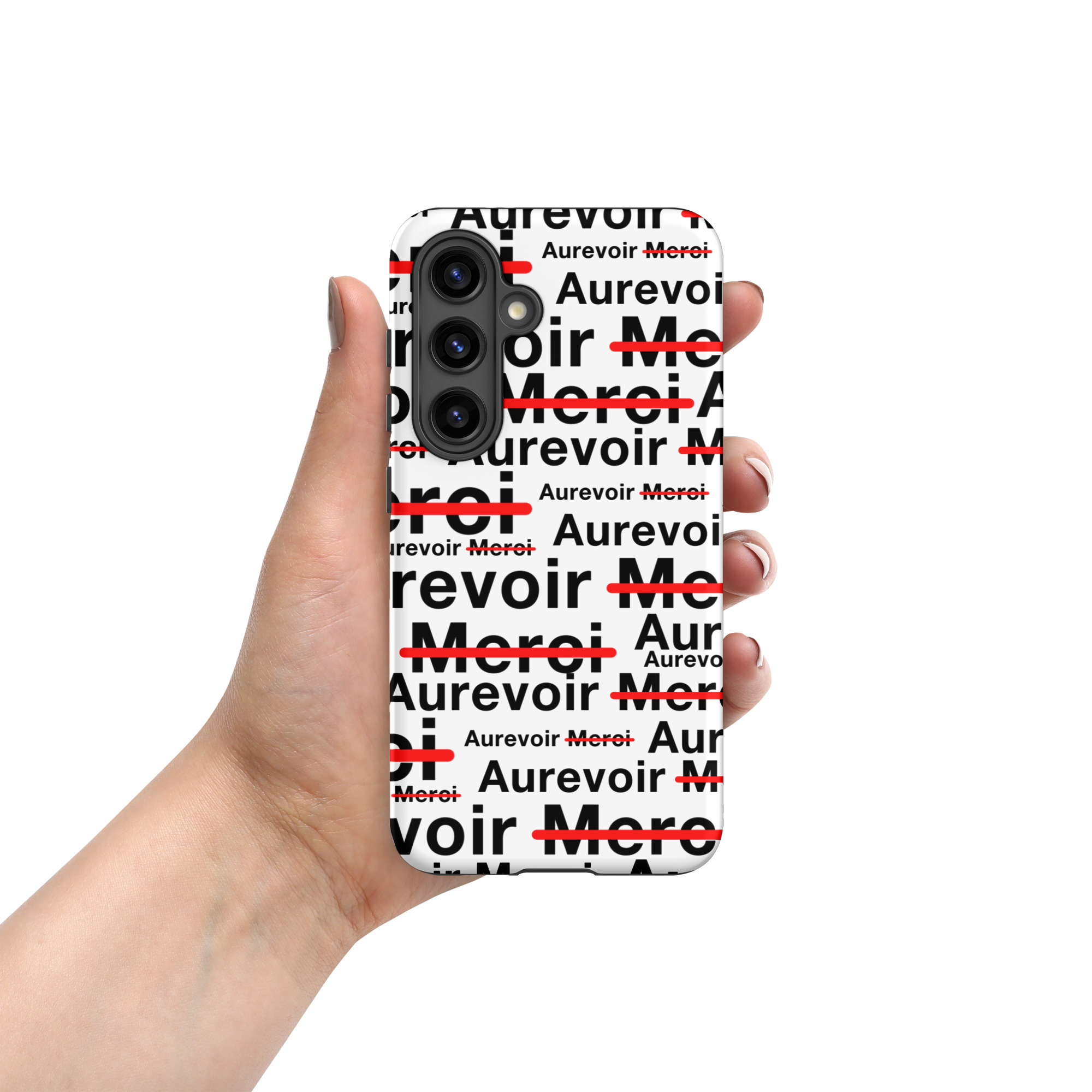 Wit "AUREVOIR MERCI"-hoesje voor Samsung®