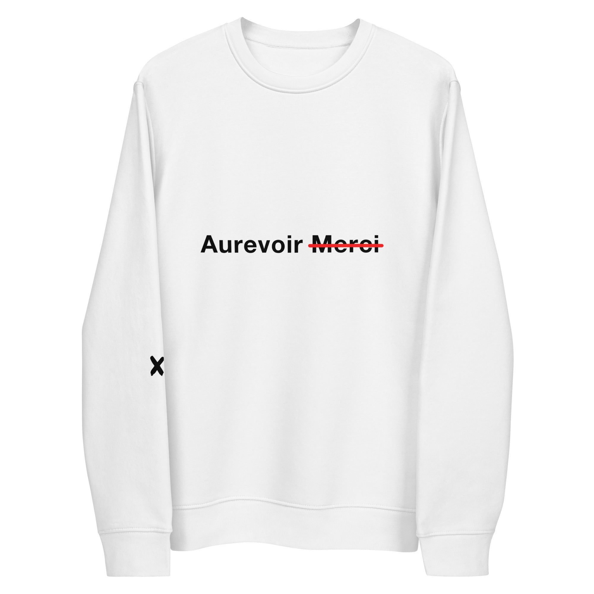 "AUREVOIR MERCI" white unisex SWEATSHIRT