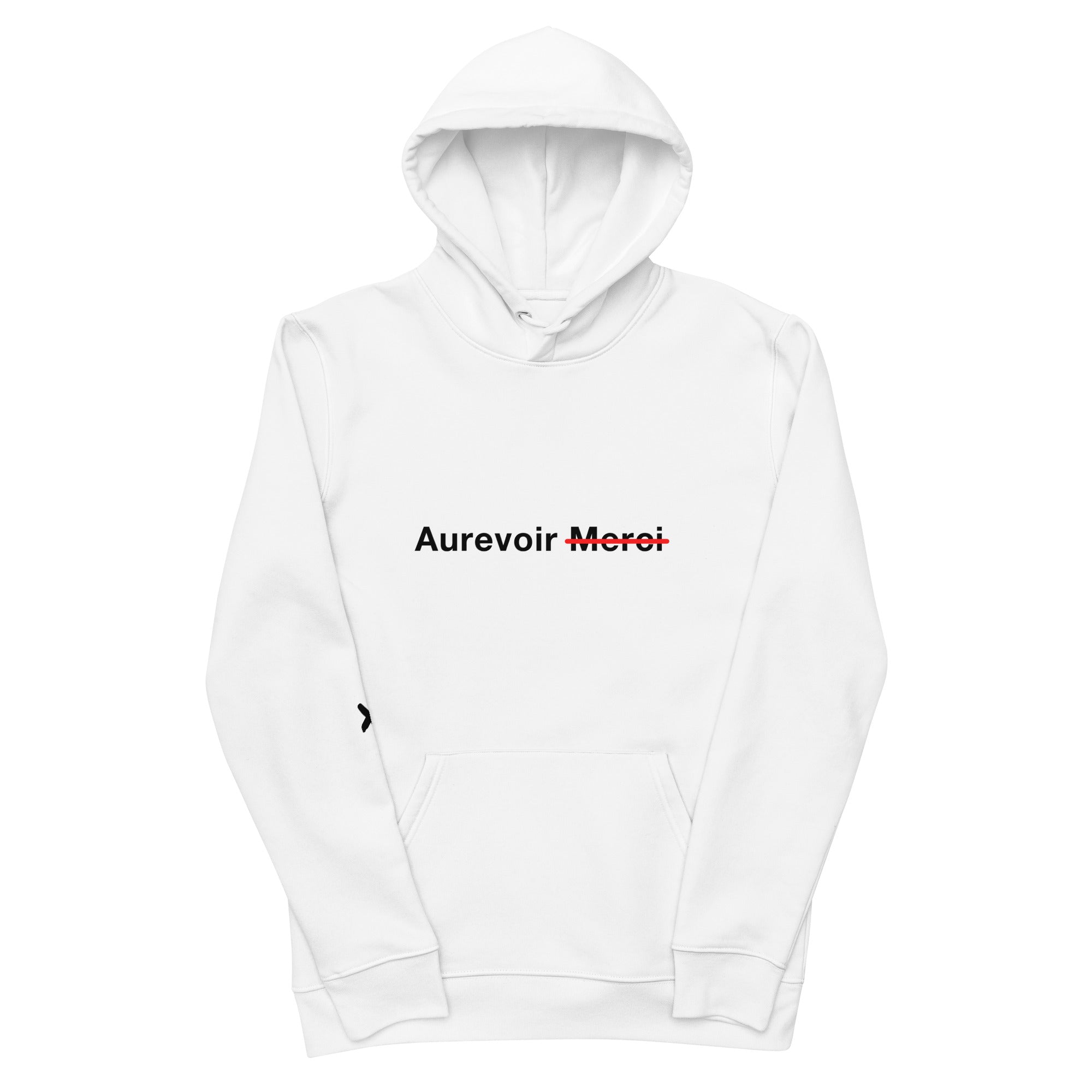 HOODIE Unisex wit "AUREVOIR MERCI"