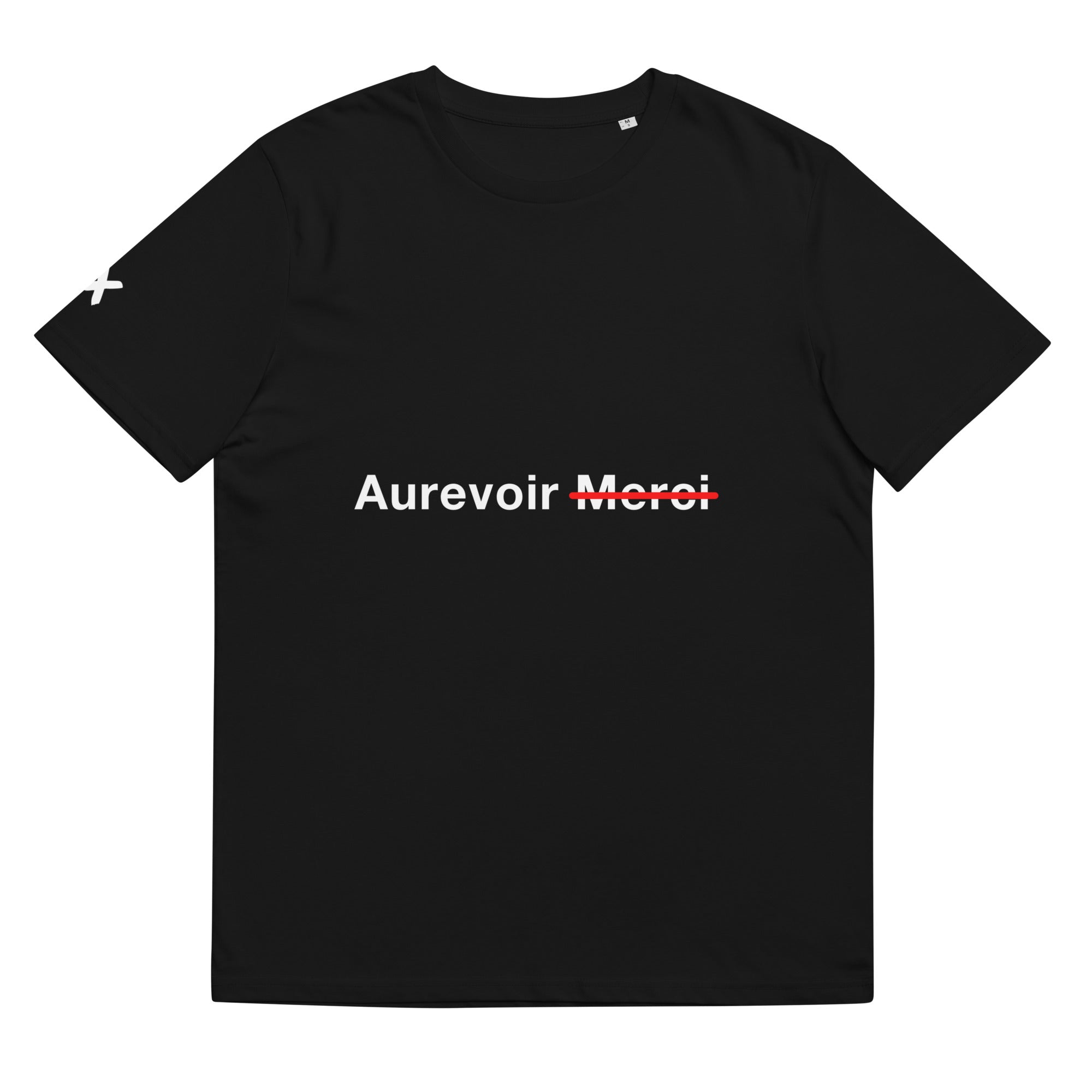 "AUREVOIR MERCI" black unisex T-SHIRT