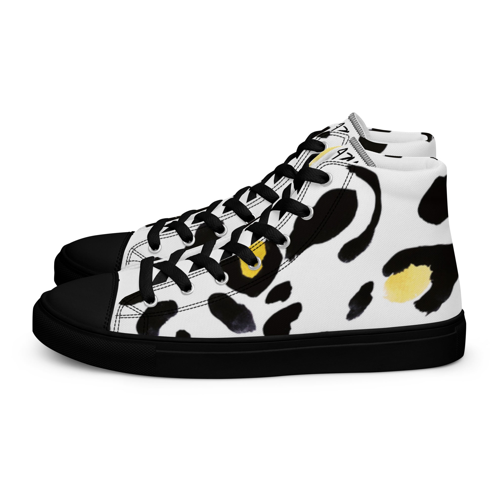 Hoge canvas damessneakers met luipaardmotief