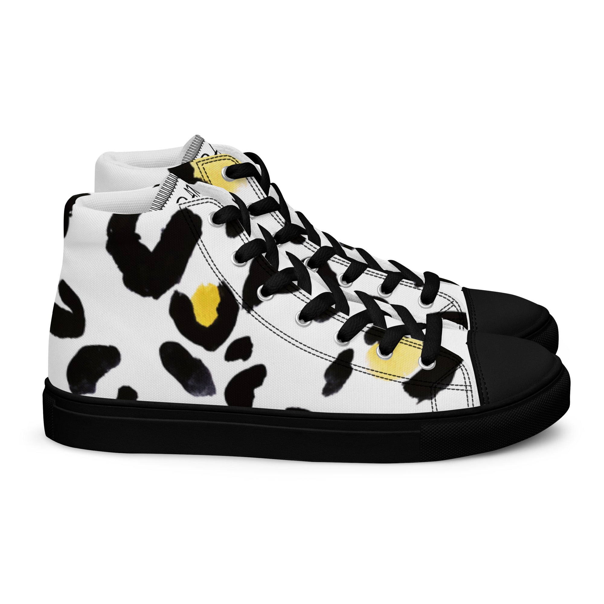 Hoge canvas damessneakers met luipaardmotief