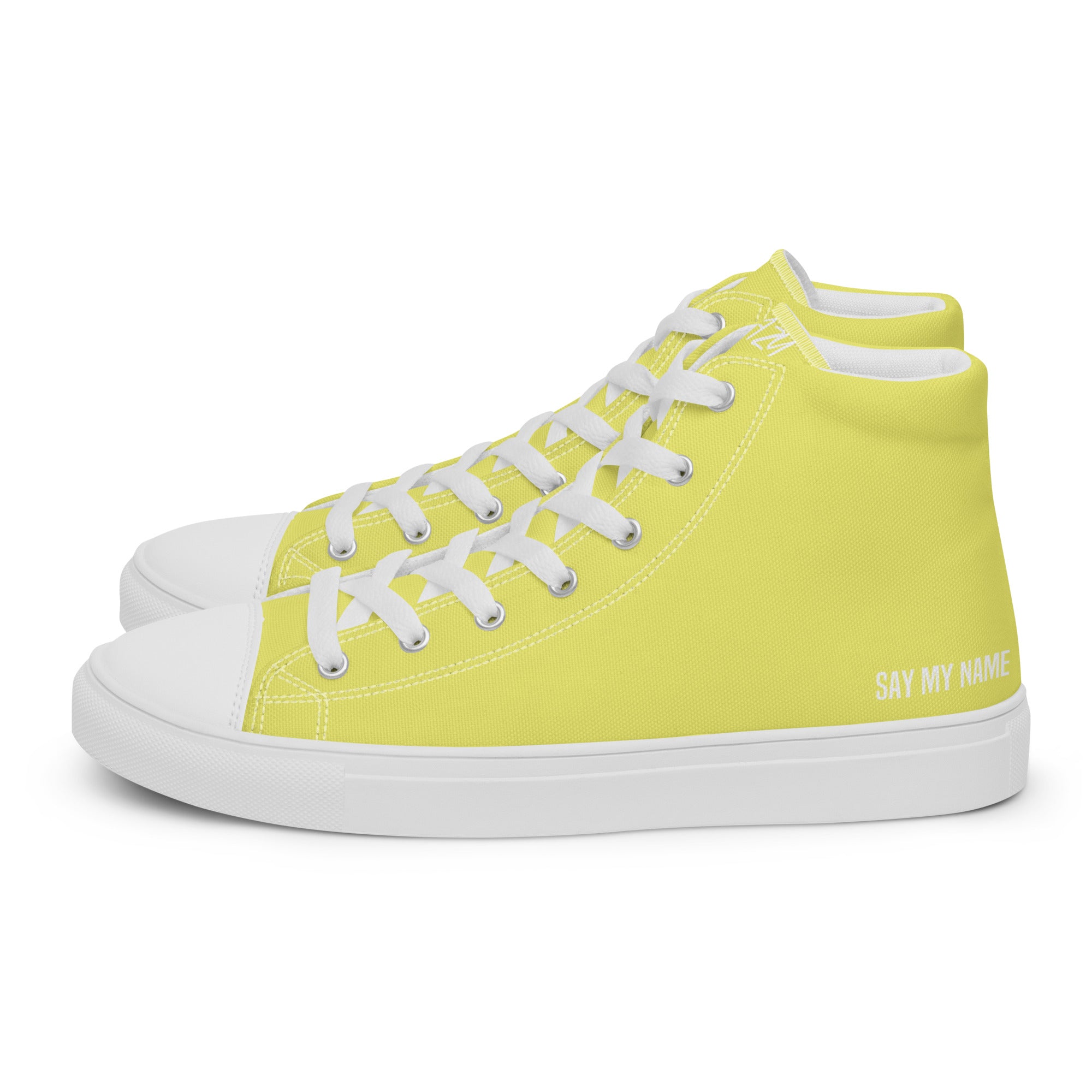 Women's yellow high-top canvas sneakers "SAY MY NAME"