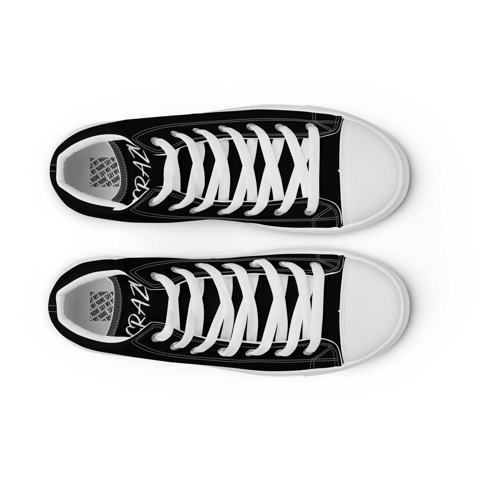"SAY MY NAME" men's high-top black canvas sneakers