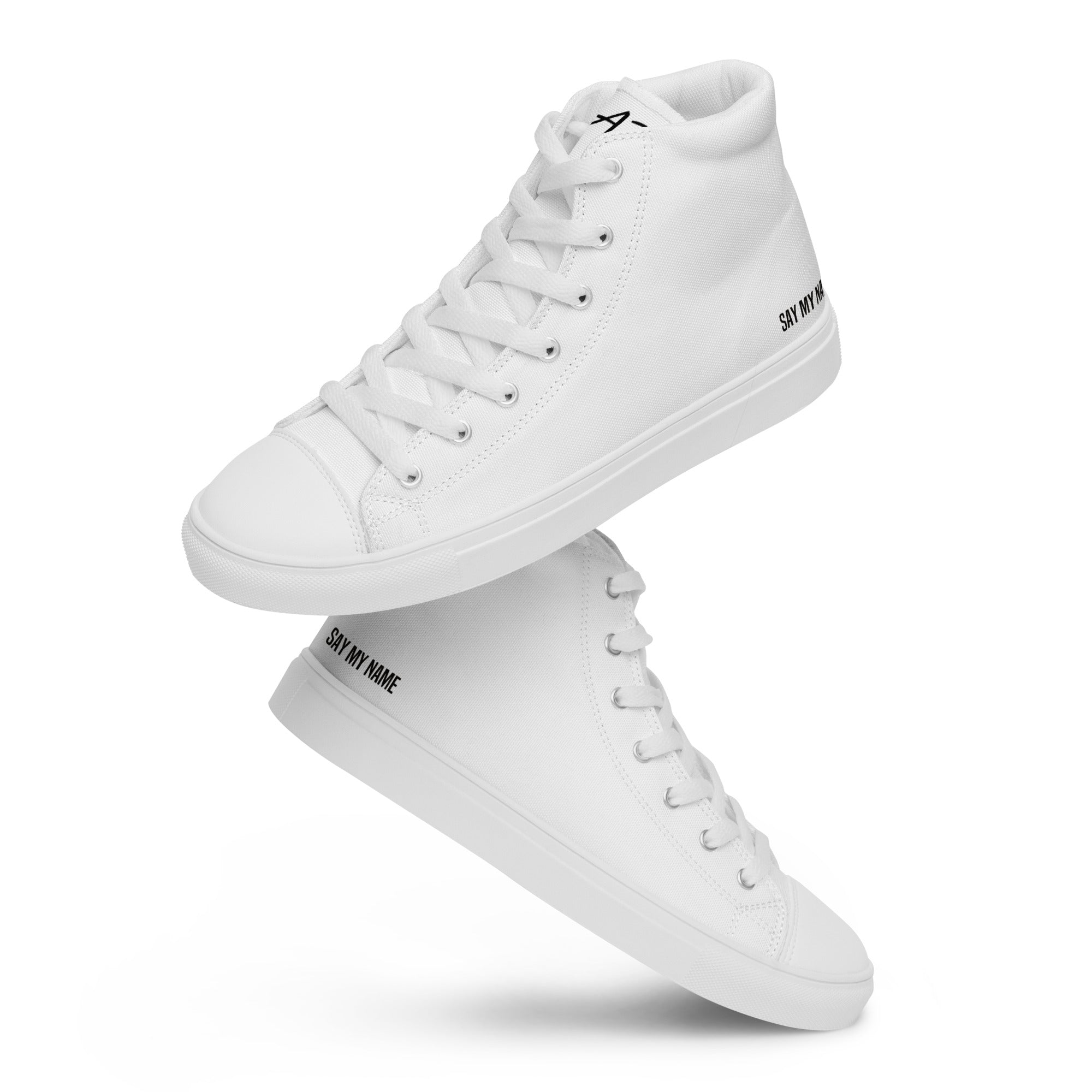 "SAY MY NAME" men's high white canvas sneakers
