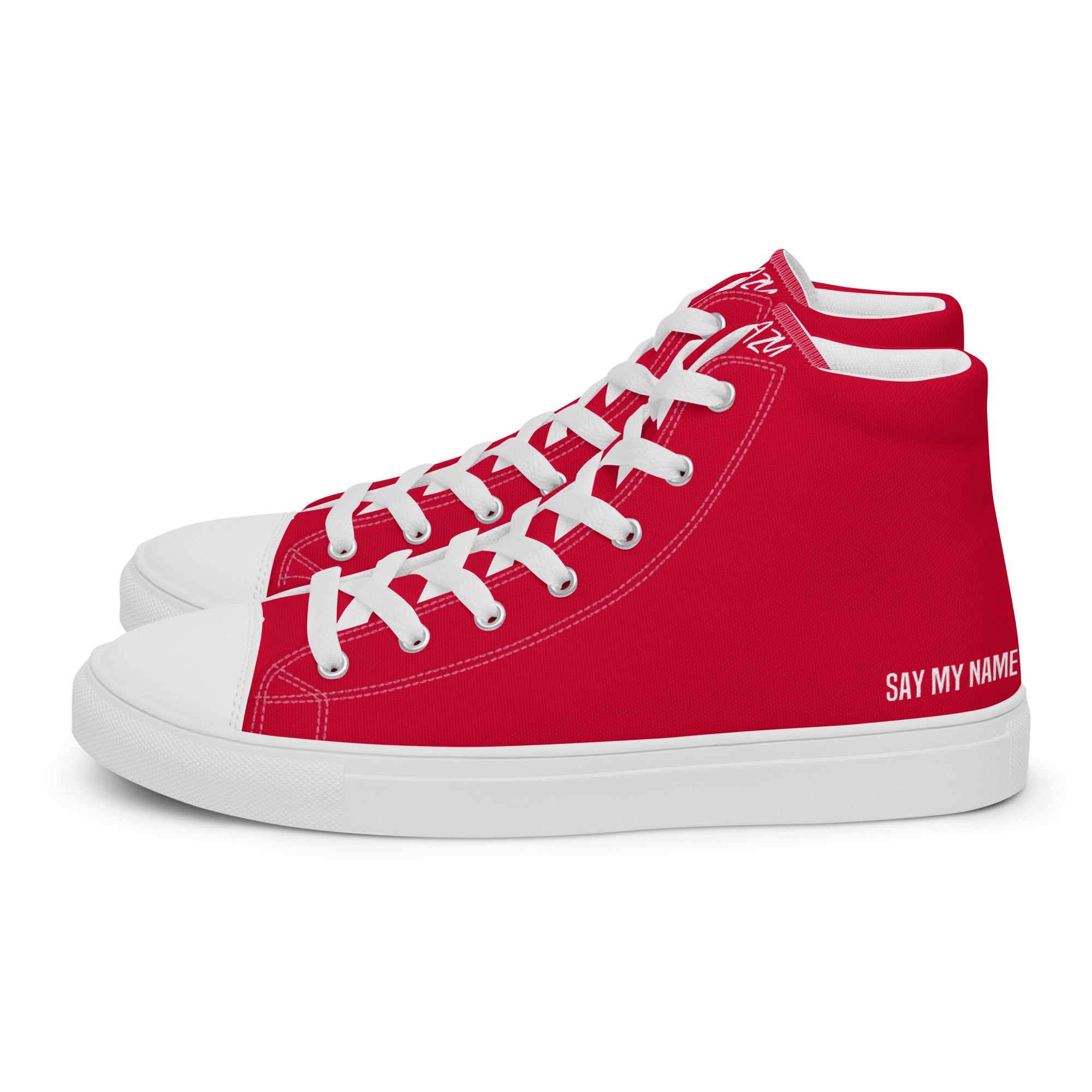 "SAY MY NAME" men's high red canvas sneakers