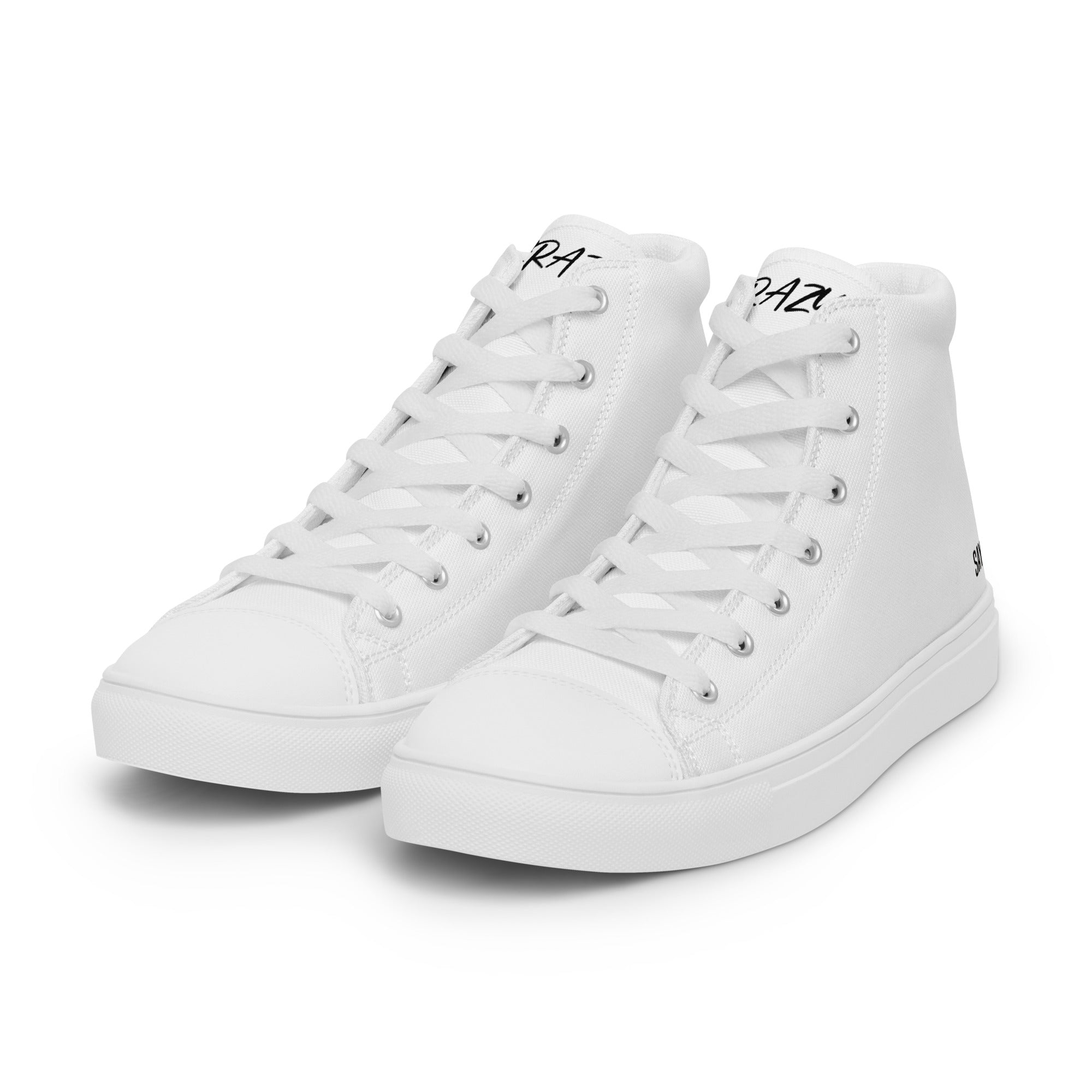 "SAY MY NAME" men's high white canvas sneakers