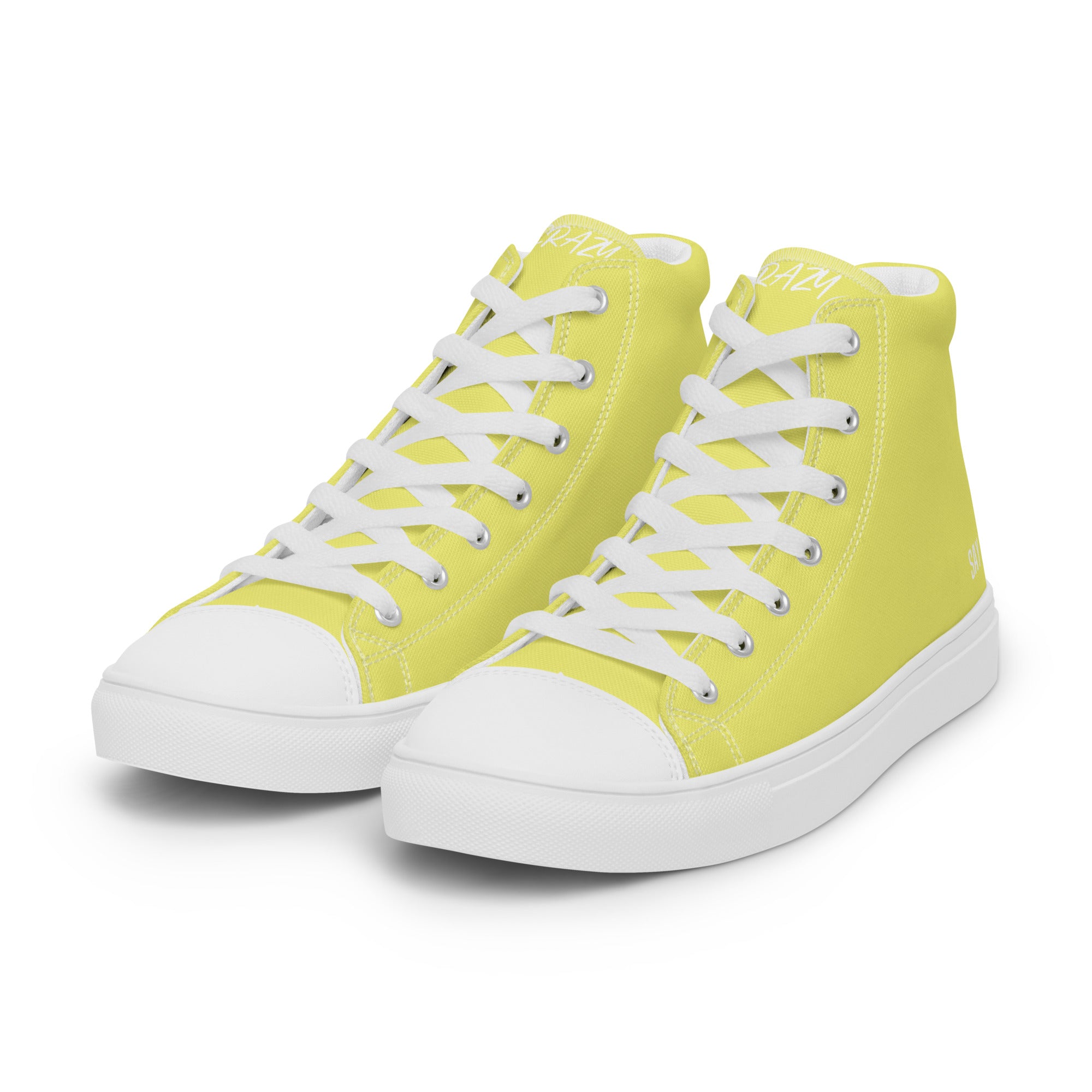"SAY MY NAME" men's high yellow canvas sneakers